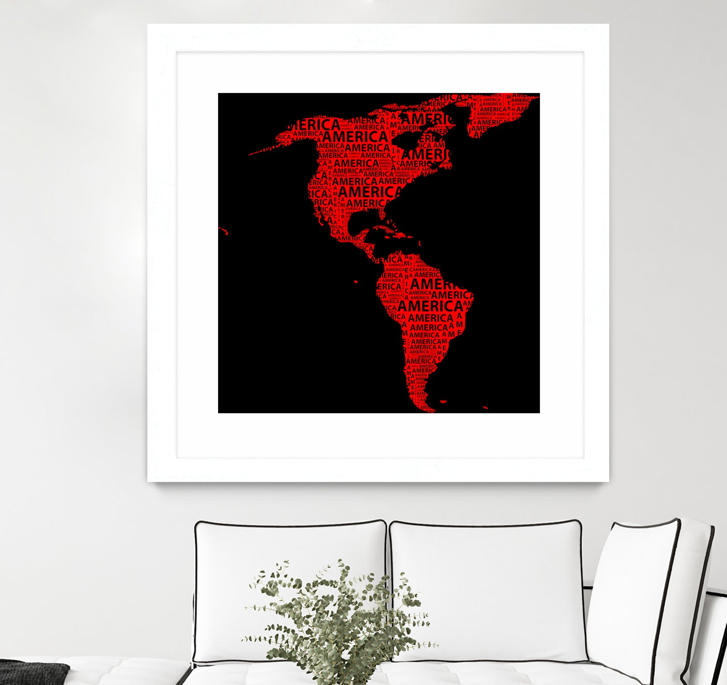 Map of continent America - illustration by Daniel Danco on GIANT ART - red vector illustration