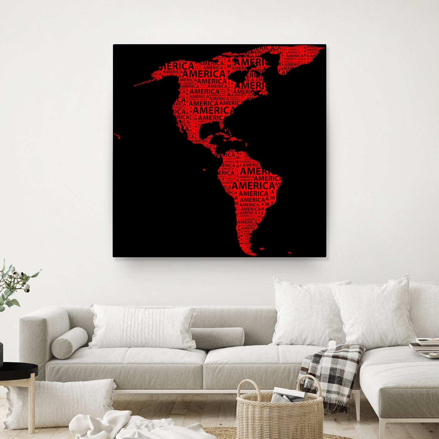 Map of continent America - illustration by Daniel Danco on GIANT ART - red vector illustration