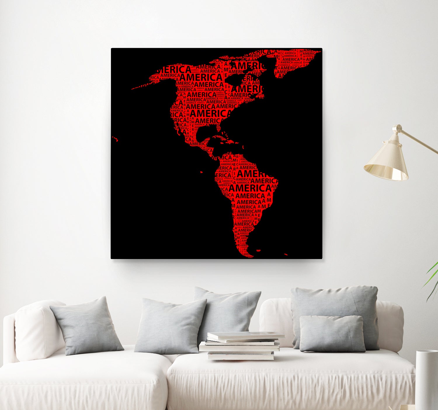 Map of continent America - illustration by Daniel Danco on GIANT ART - red vector illustration