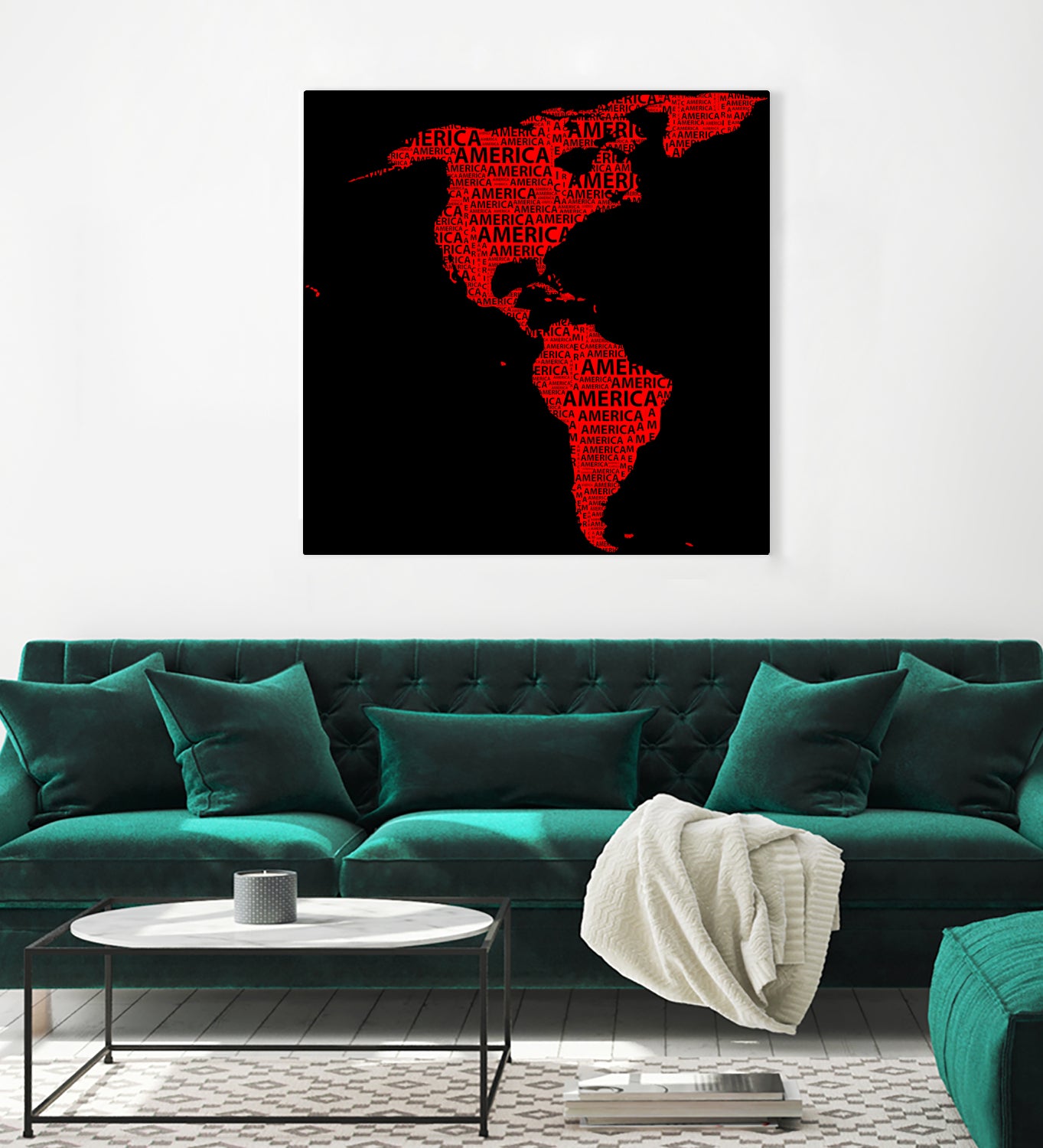 Map of continent America - illustration by Daniel Danco on GIANT ART - red vector illustration