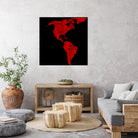 Map of continent America - illustration by Daniel Danco on GIANT ART - red vector illustration