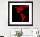 Map of continent America - illustration by Daniel Danco on GIANT ART - red vector illustration