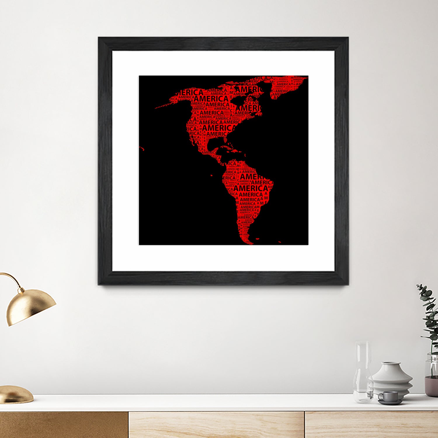 Map of continent America - illustration by Daniel Danco on GIANT ART - red vector illustration