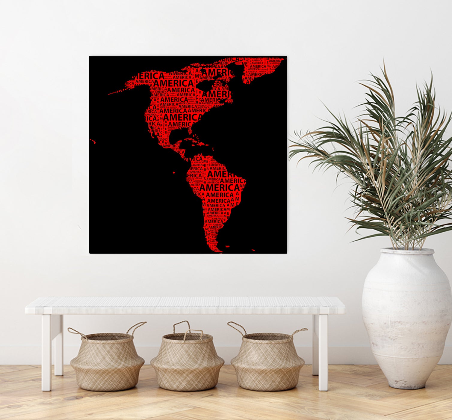 Map of continent America - illustration by Daniel Danco on GIANT ART - red vector illustration