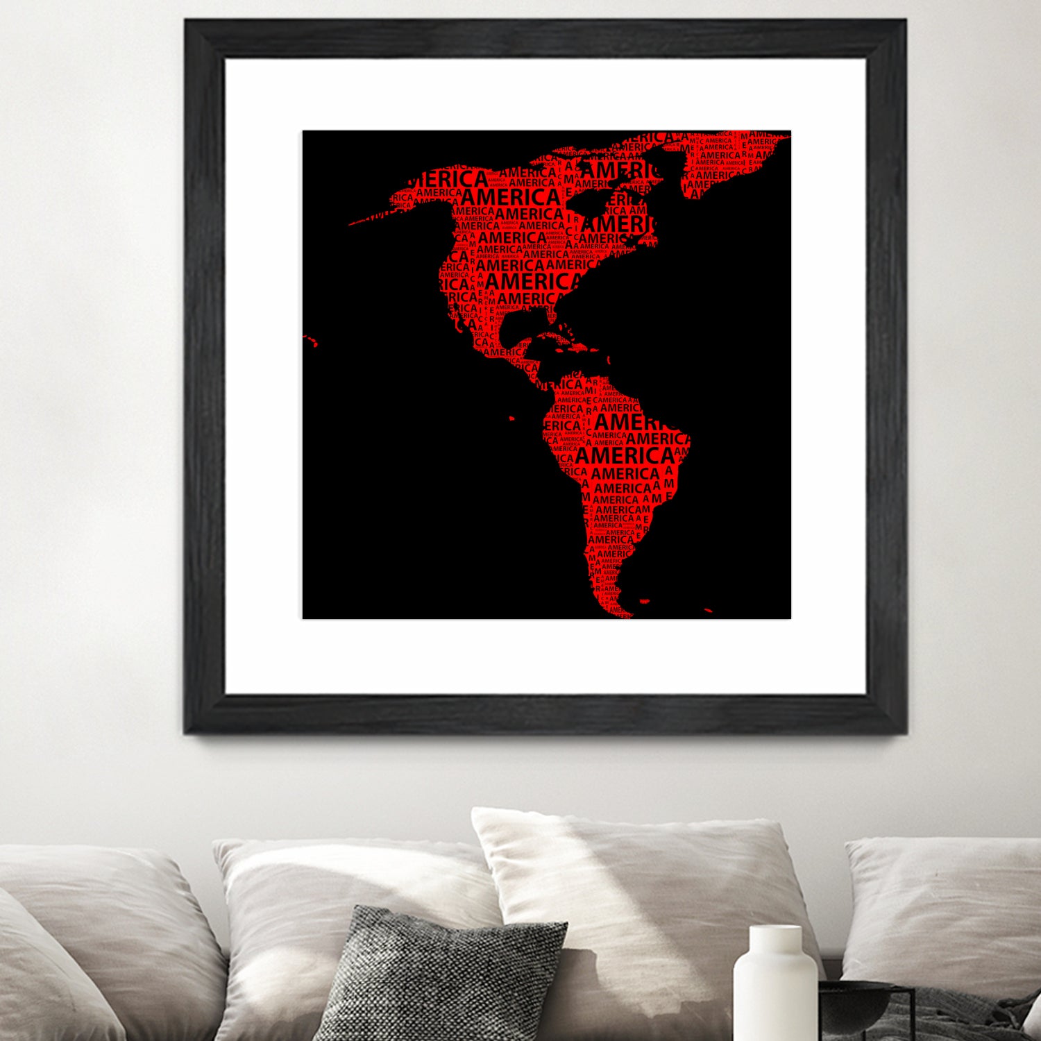 Map of continent America - illustration by Daniel Danco on GIANT ART - red vector illustration