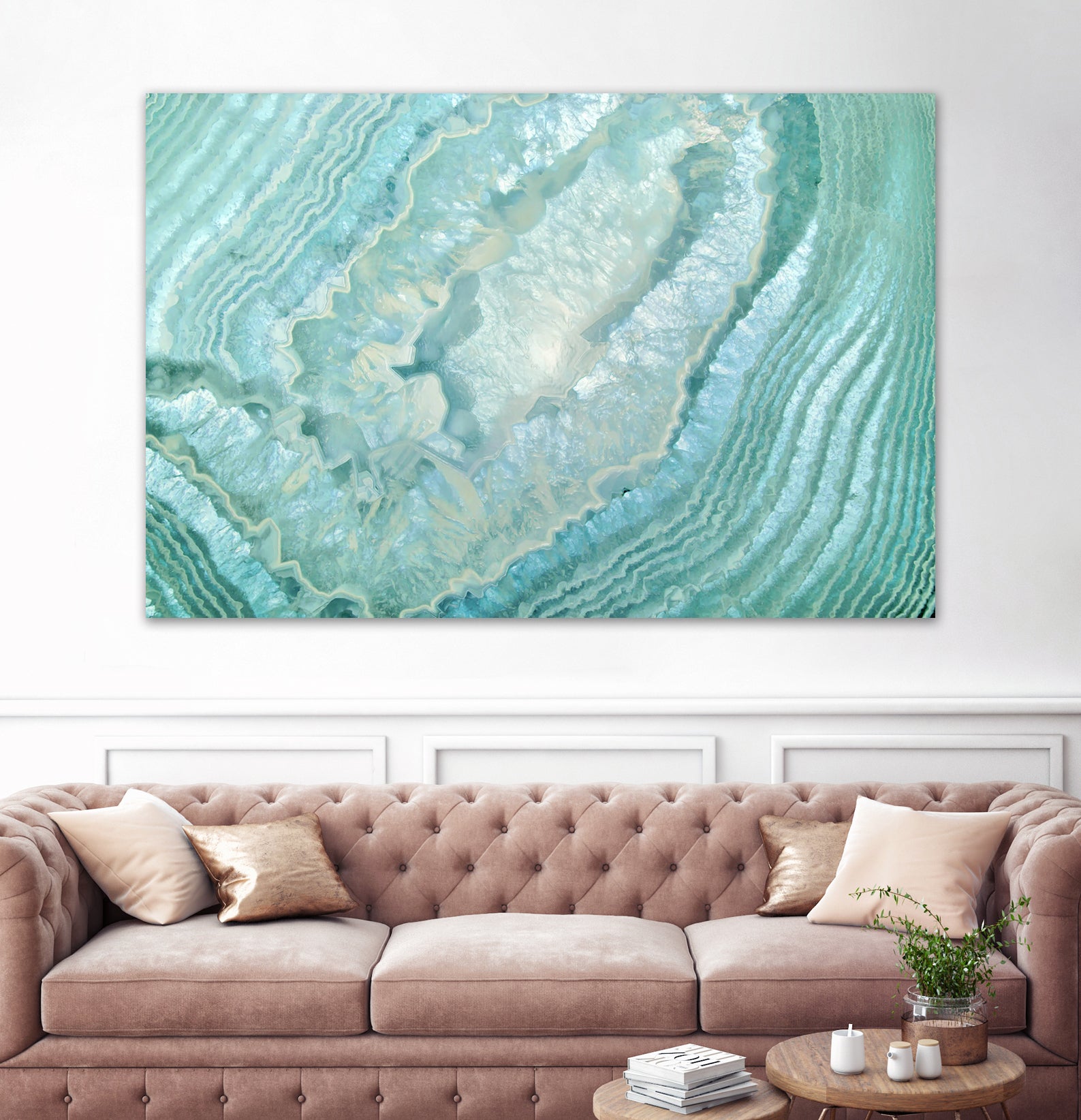 Aquamarine Pastel and Teal Agate Crystal by Mar Cantón on GIANT ART - white digital painting