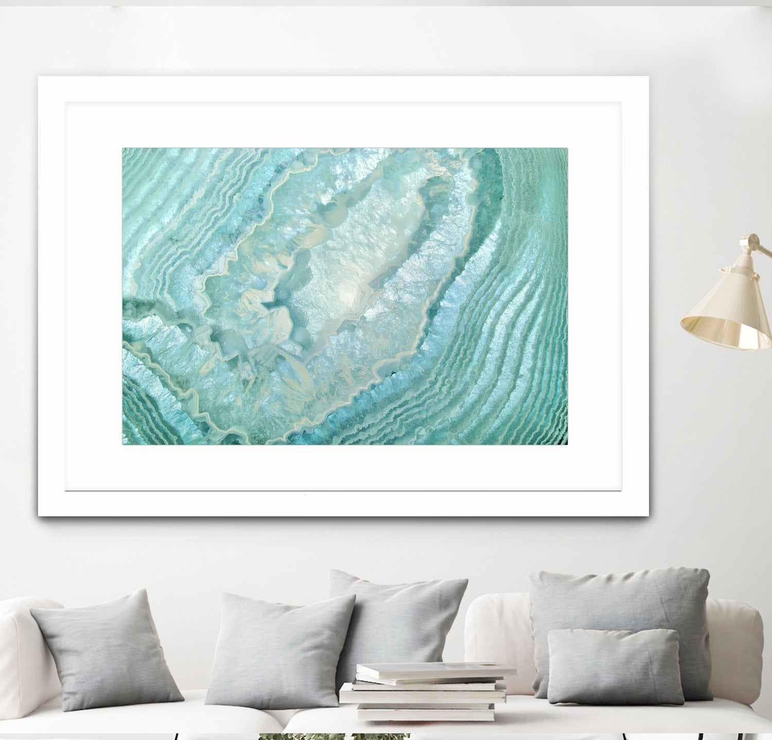 Aquamarine Pastel and Teal Agate Crystal by Mar Cantón on GIANT ART - white digital painting