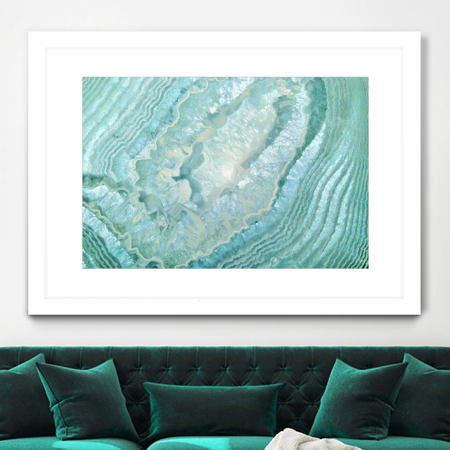 Aquamarine Pastel and Teal Agate Crystal by Mar Cantón on GIANT ART - white digital painting