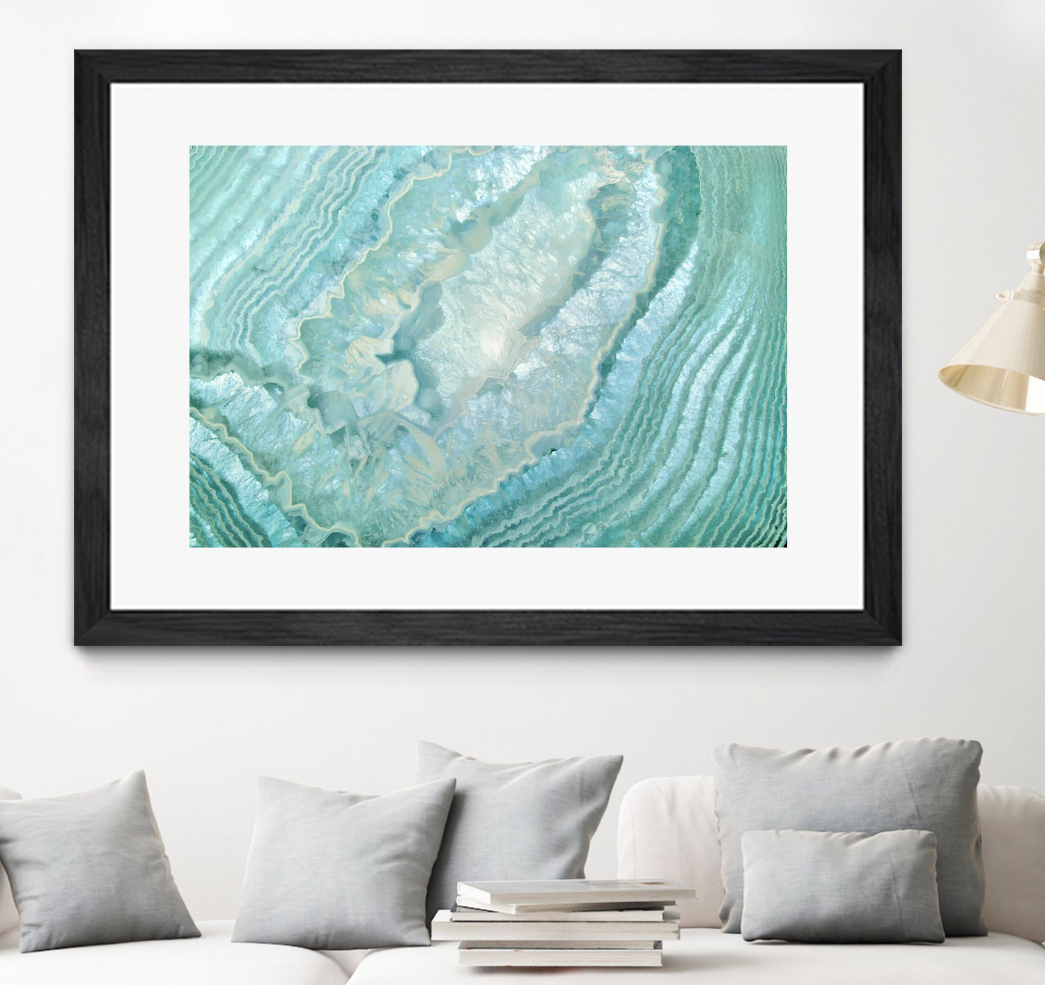 Aquamarine Pastel and Teal Agate Crystal by Mar Cantón on GIANT ART - white digital painting