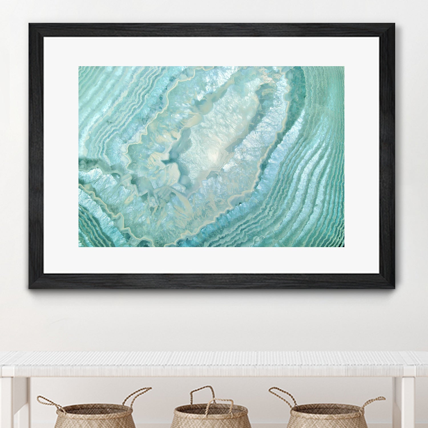 Aquamarine Pastel and Teal Agate Crystal by Mar Cantón on GIANT ART - white digital painting