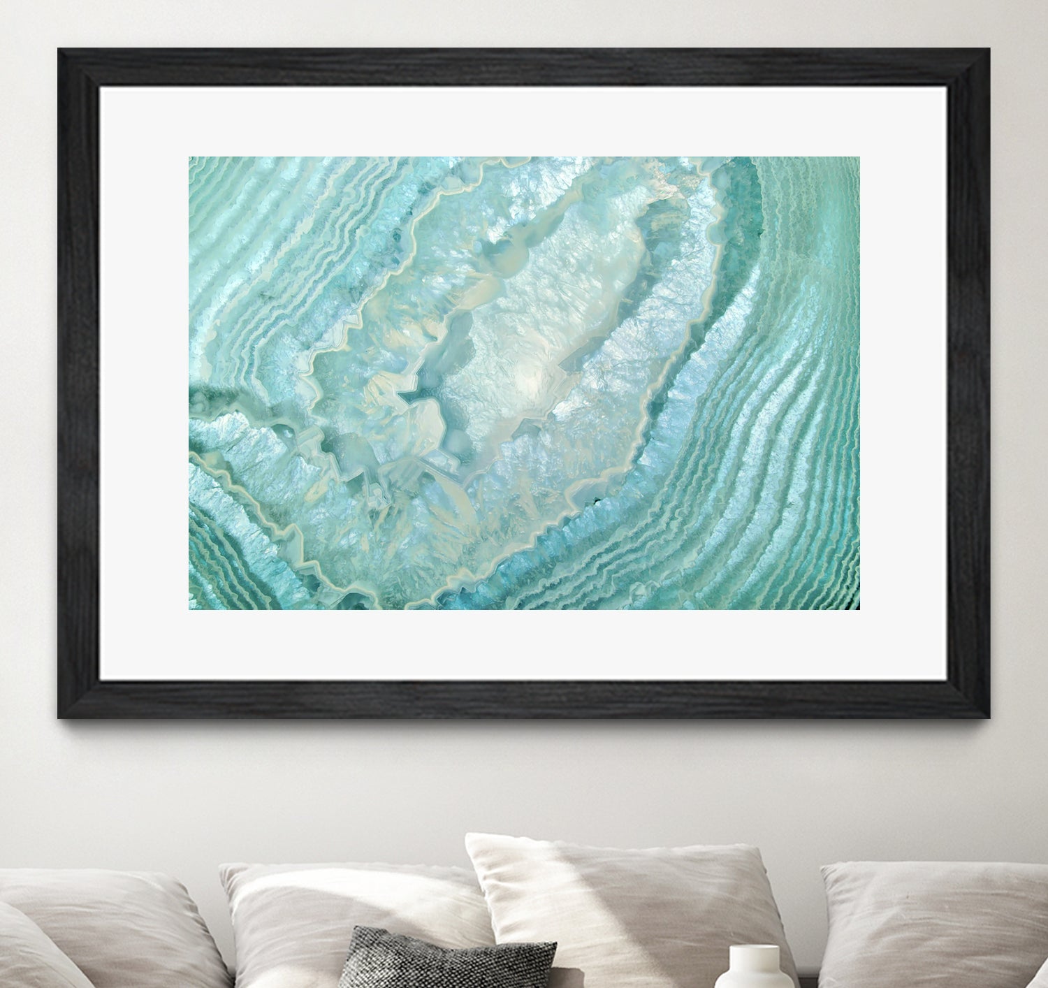 Aquamarine Pastel and Teal Agate Crystal by Mar Cantón on GIANT ART - white digital painting