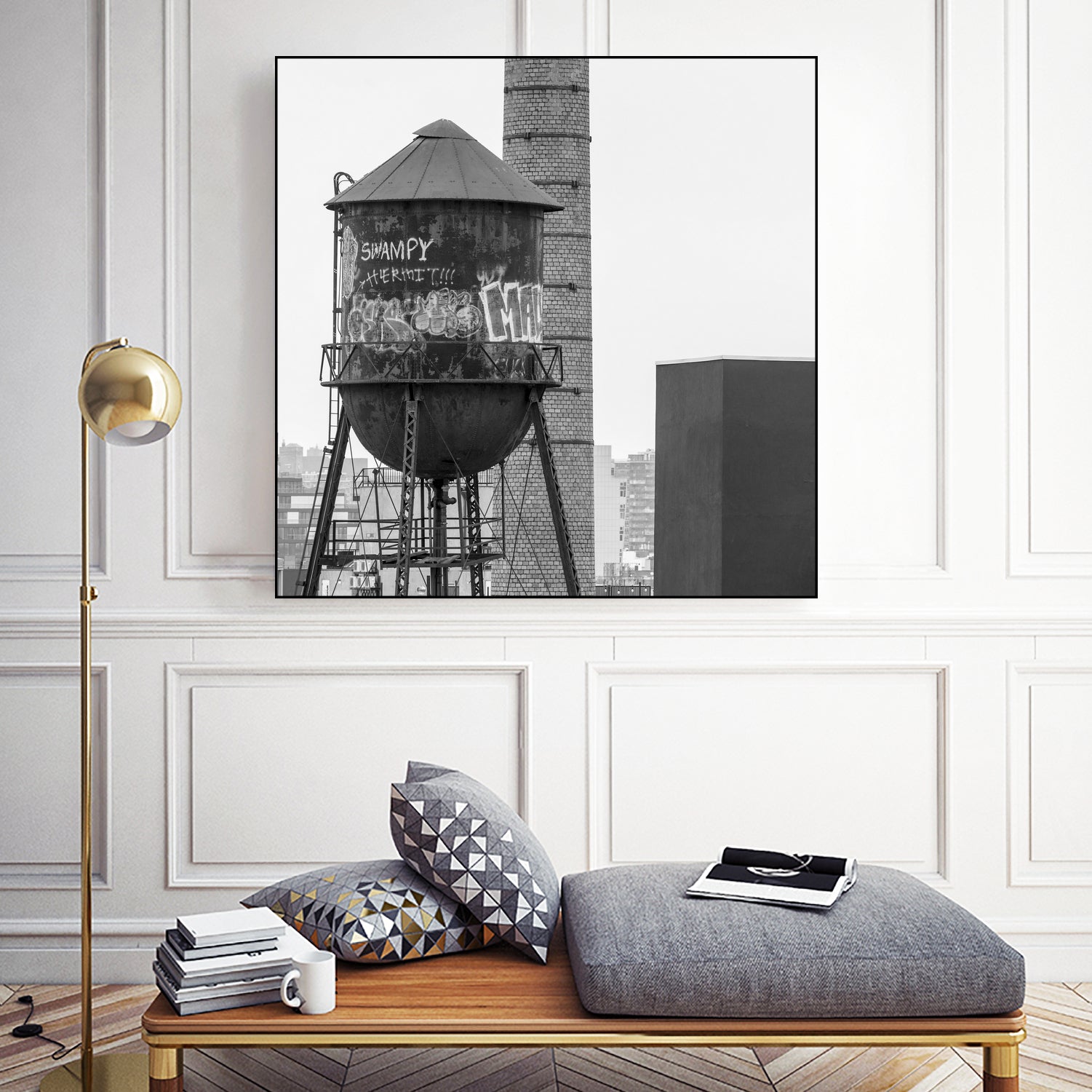 Water tower in Brooklyn by RENZO REBAGLIATI on GIANT ART - black photo illustration