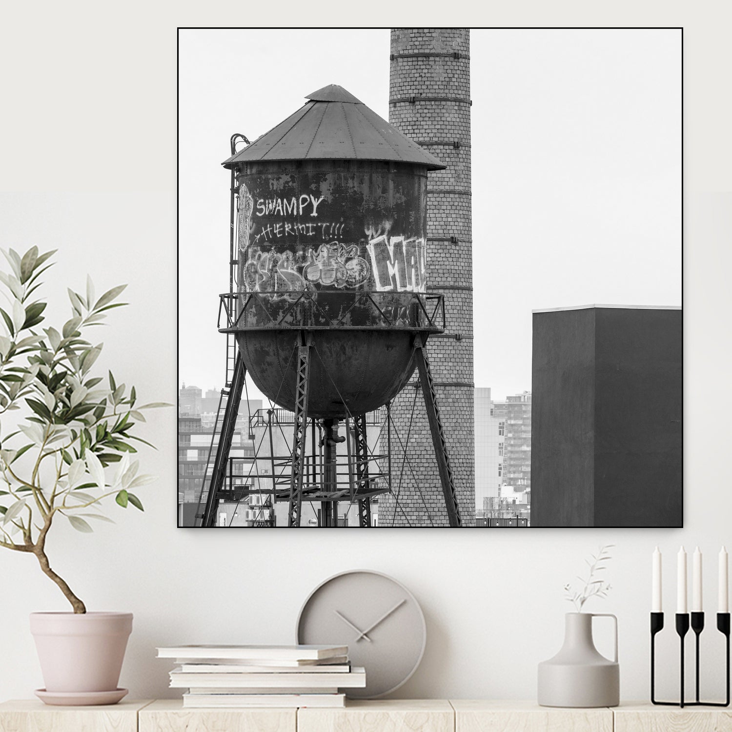 Water tower in Brooklyn by RENZO REBAGLIATI on GIANT ART - black photo illustration