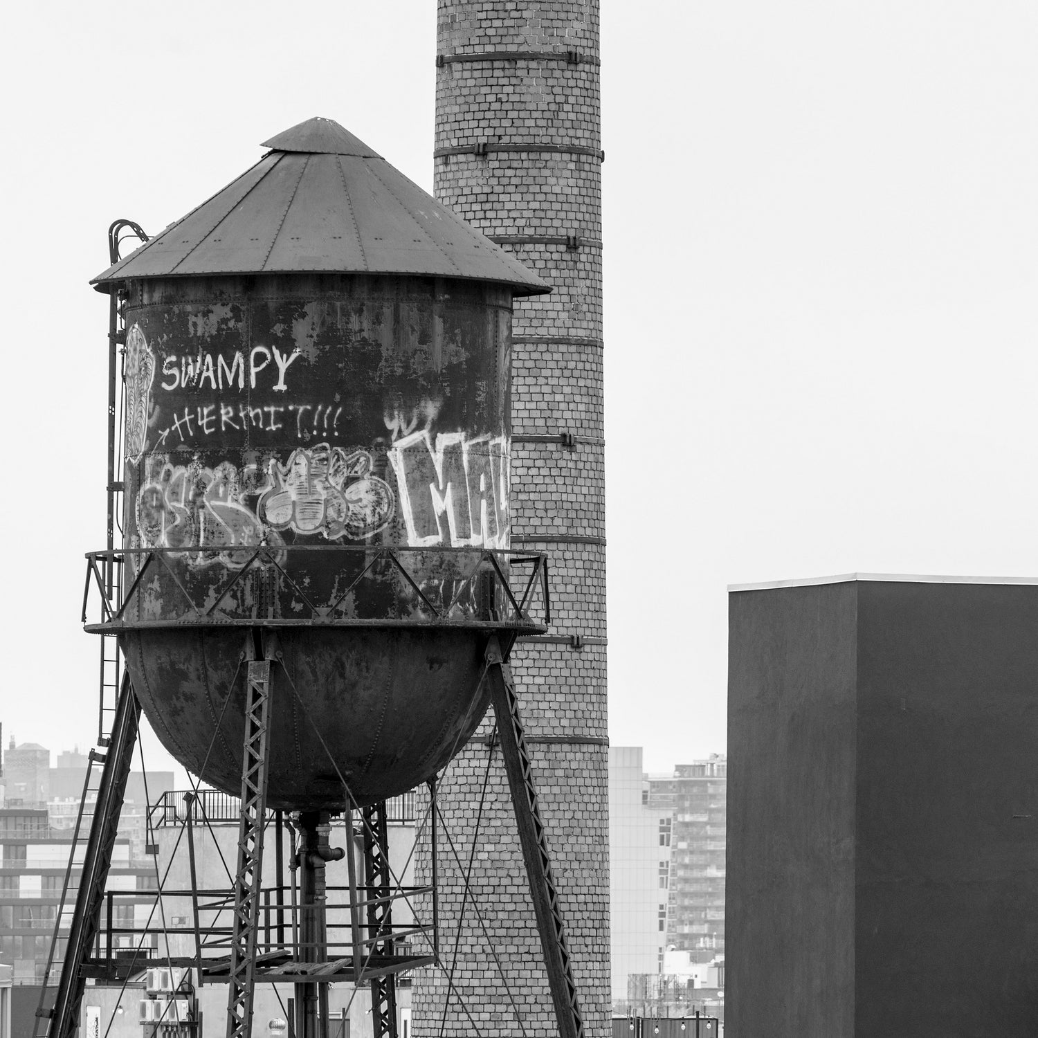 Water tower in Brooklyn by RENZO REBAGLIATI on GIANT ART - black photo illustration