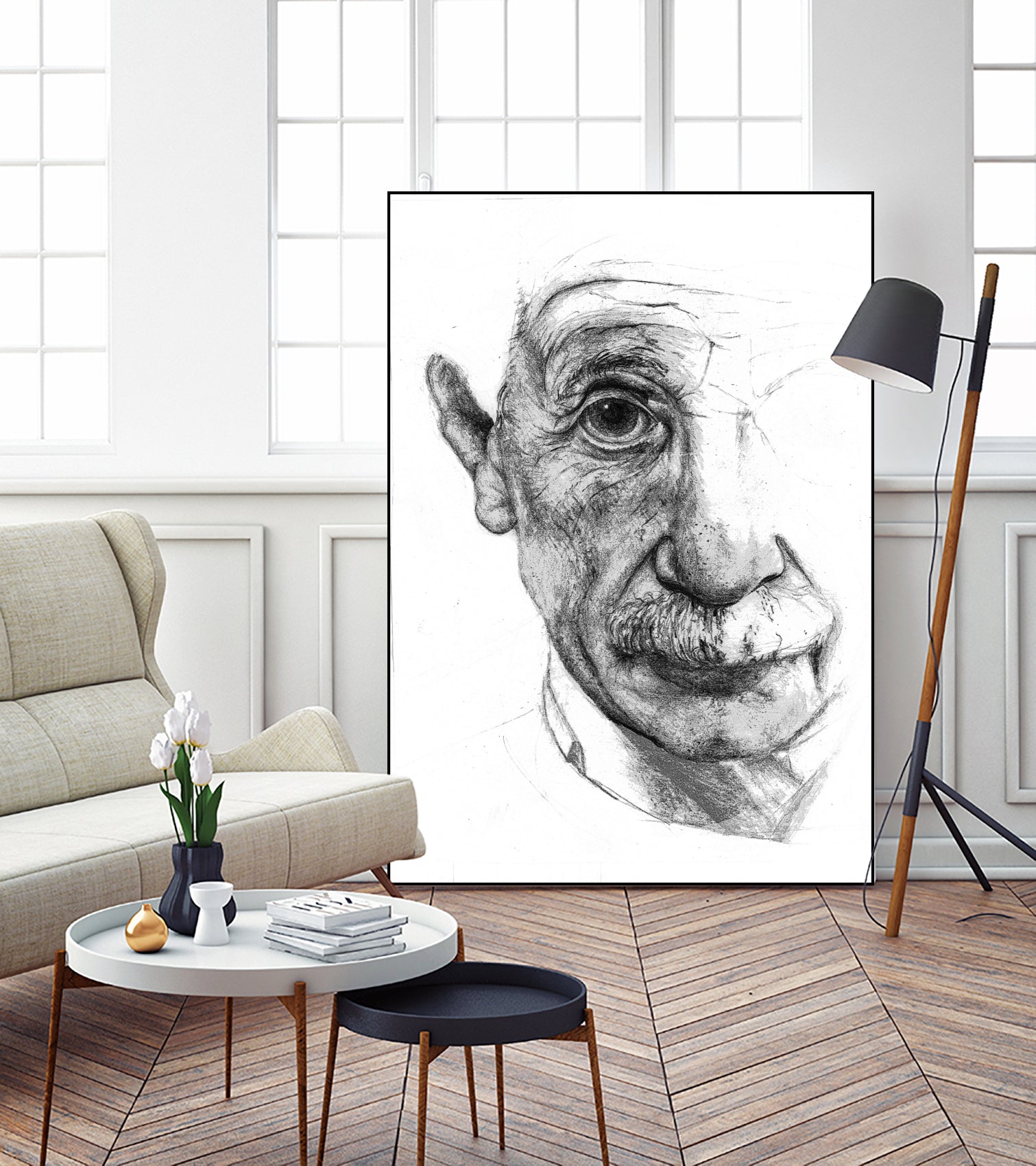 Einstein illustration by Charlotte Johnson on GIANT ART - gray digital drawing