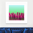 Vibrant Sunrise Cactus Landscape Glitch by Brigitte Carre on GIANT ART - green digital painting