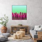 Vibrant Sunrise Cactus Landscape Glitch by Brigitte Carre on GIANT ART - green digital painting