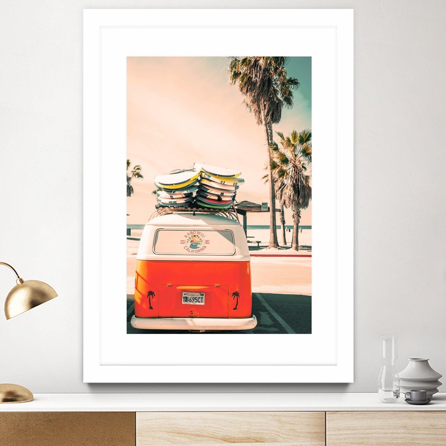 California Surf Mini Van by Jennifer Colomb on GIANT ART - orange photo illustration