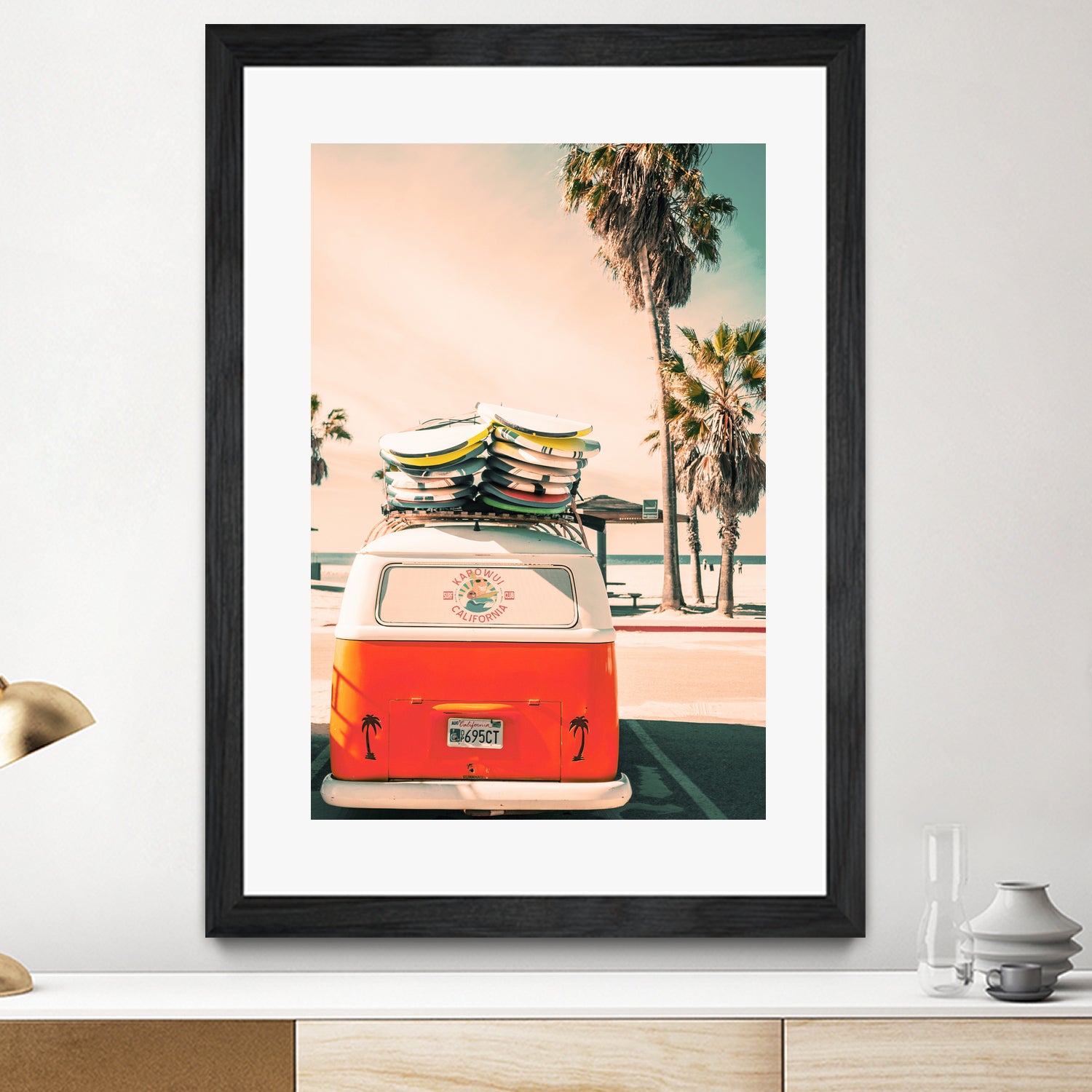 California Surf Mini Van by Jennifer Colomb on GIANT ART - orange photo illustration