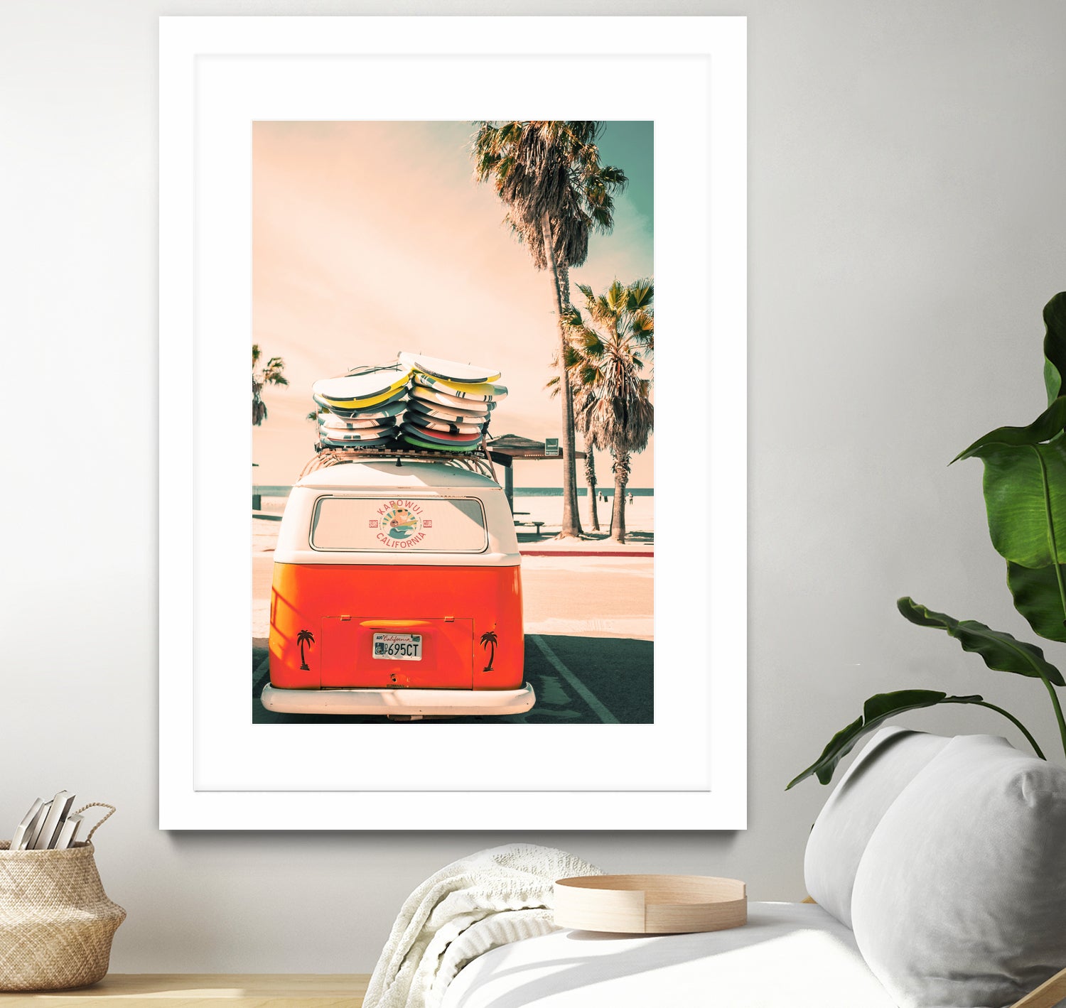 California Surf Mini Van by Jennifer Colomb on GIANT ART - orange photo illustration