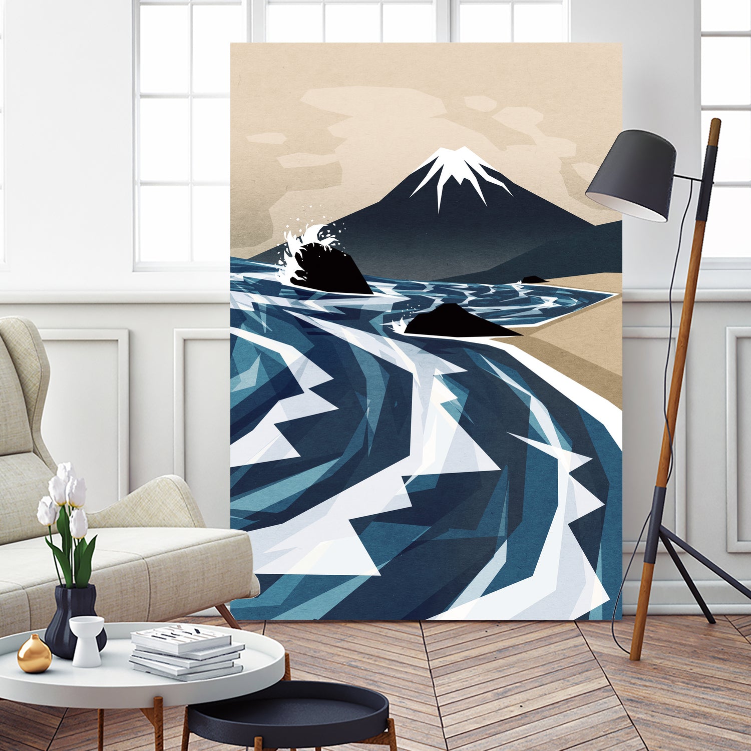 Breaking the waves by Sjoerd Piepenbrink on GIANT ART - blue digital painting