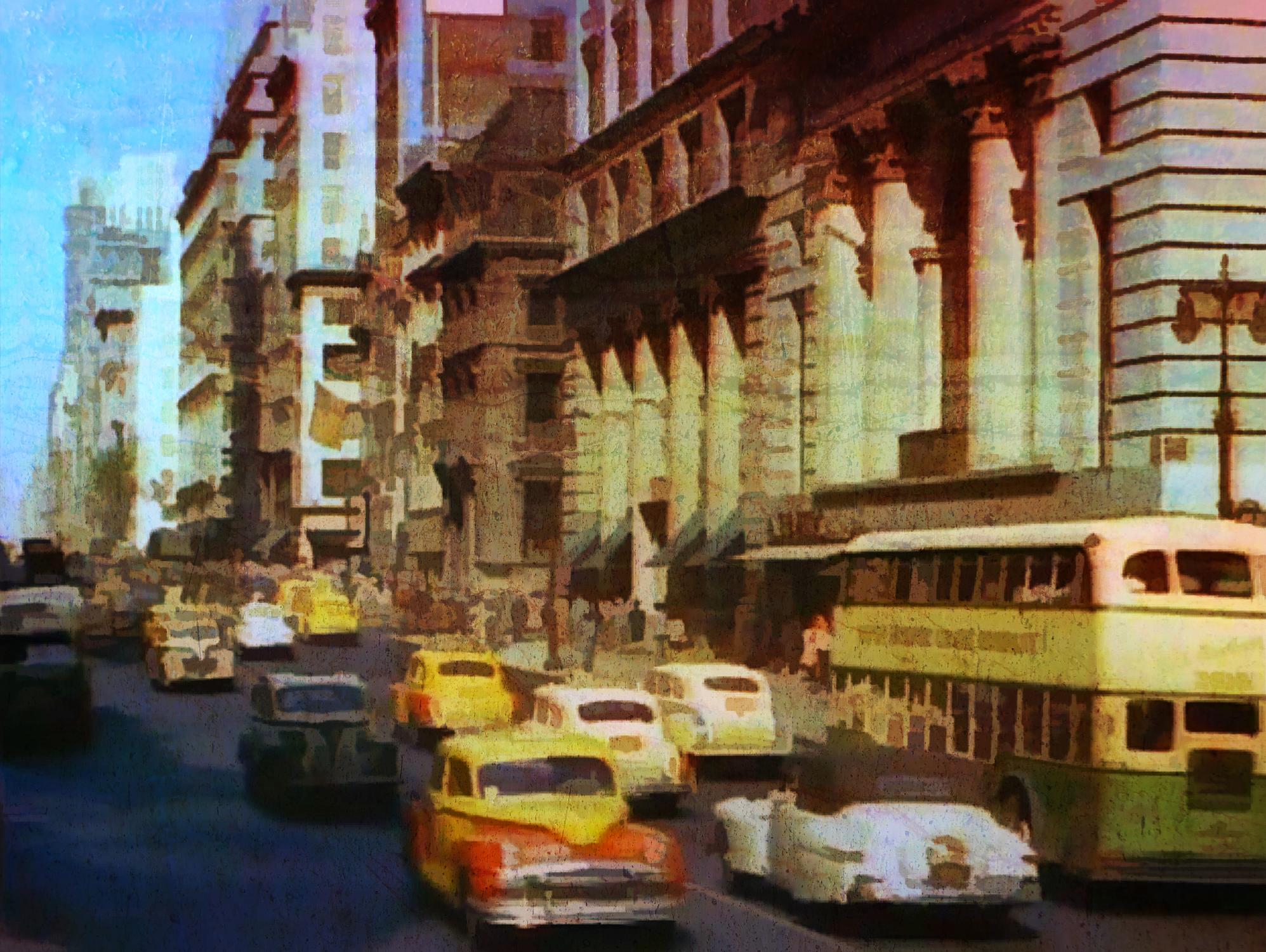 New York 1949 - 5 by Jean-François Dupuis on GIANT ART - beige architecture automobile
