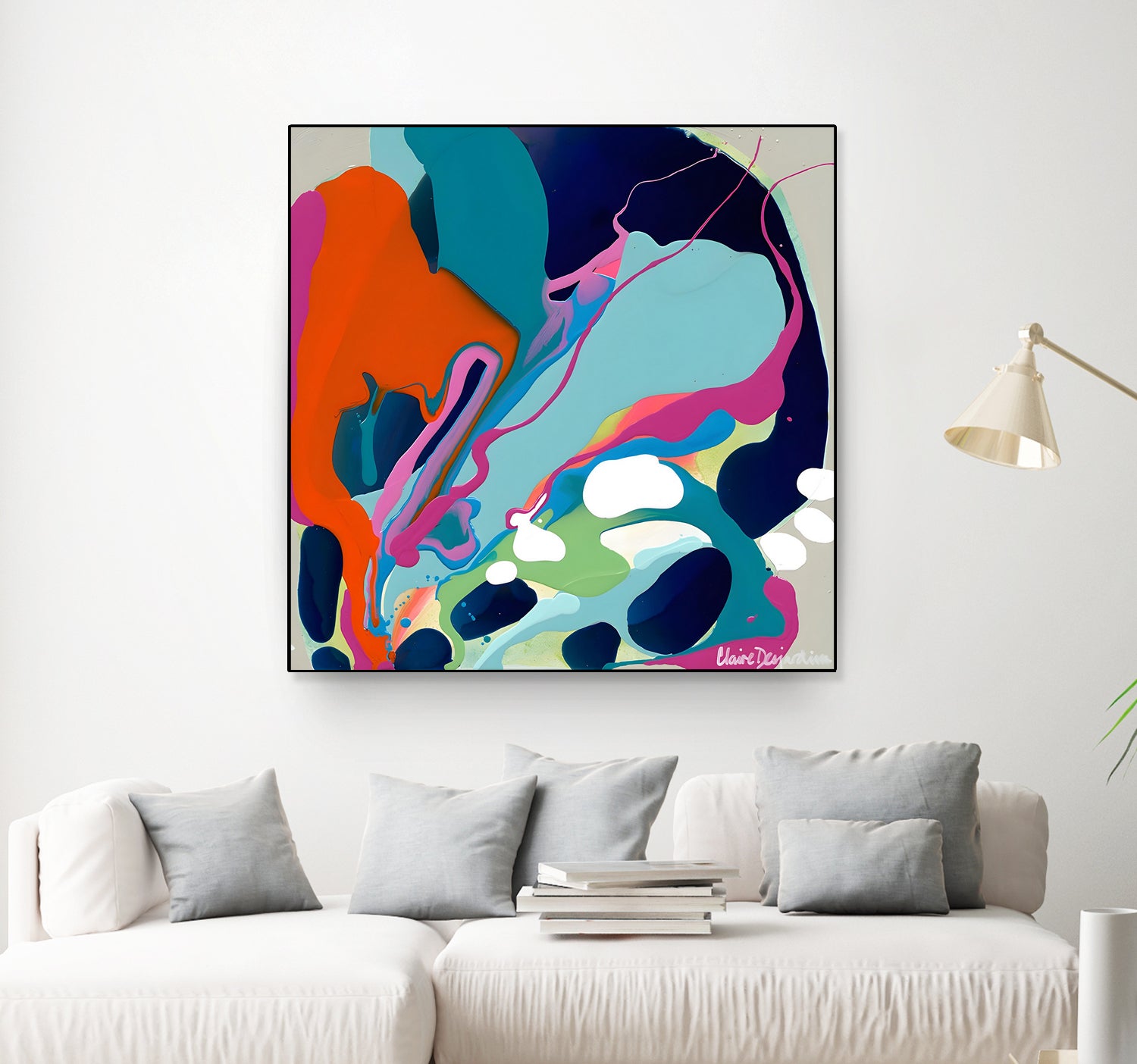 I-Would-Gladly-Listen by Clarie Desjardins on GIANT ART - red abstract framed canvas