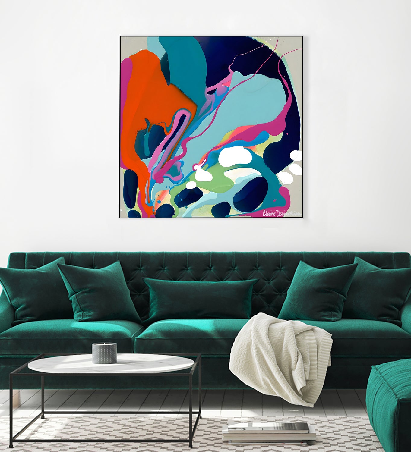 I-Would-Gladly-Listen by Clarie Desjardins on GIANT ART - red abstract framed canvas