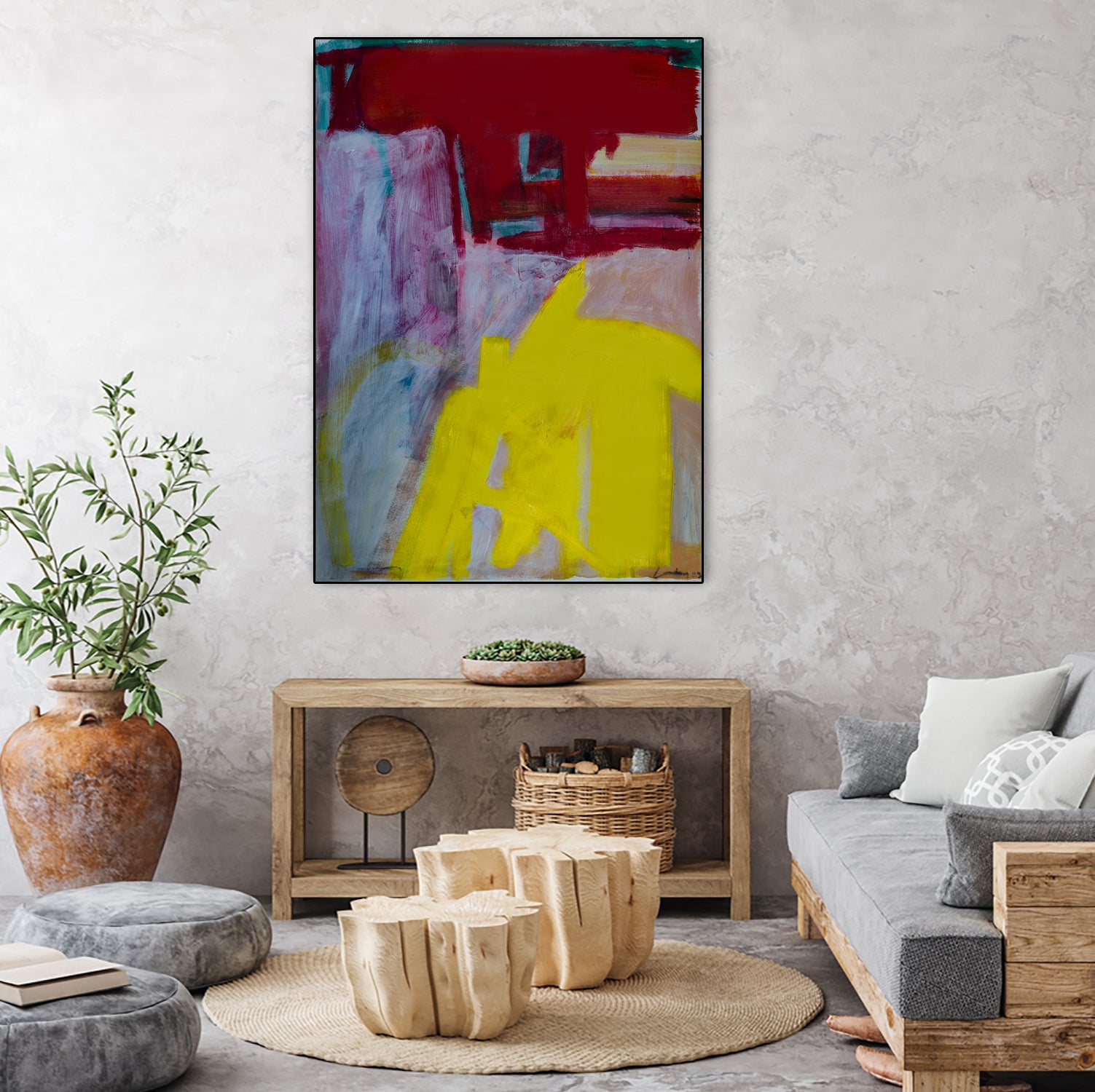 Red and Yellow Collide by Janet London on GIANT ART - yellow abstract