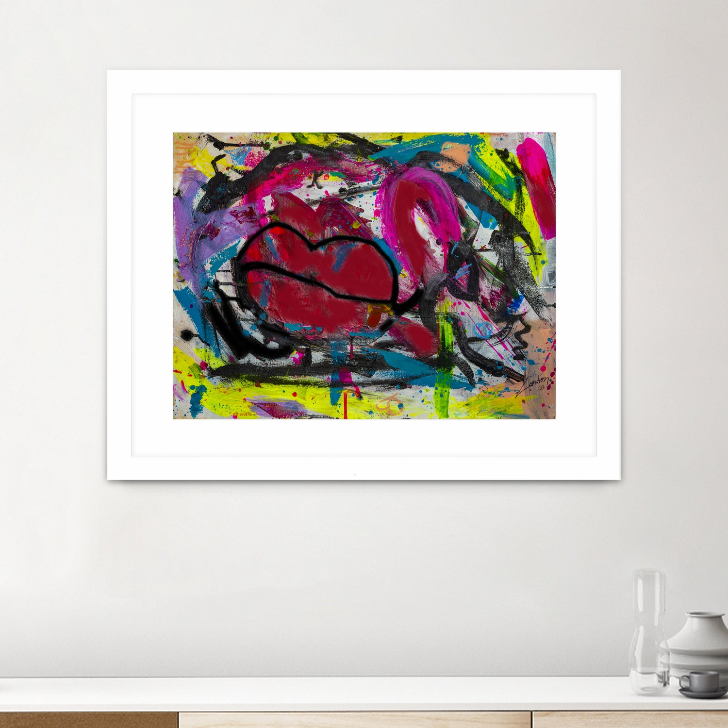 Love is in the Kiss by Janet London on GIANT ART - red abstract