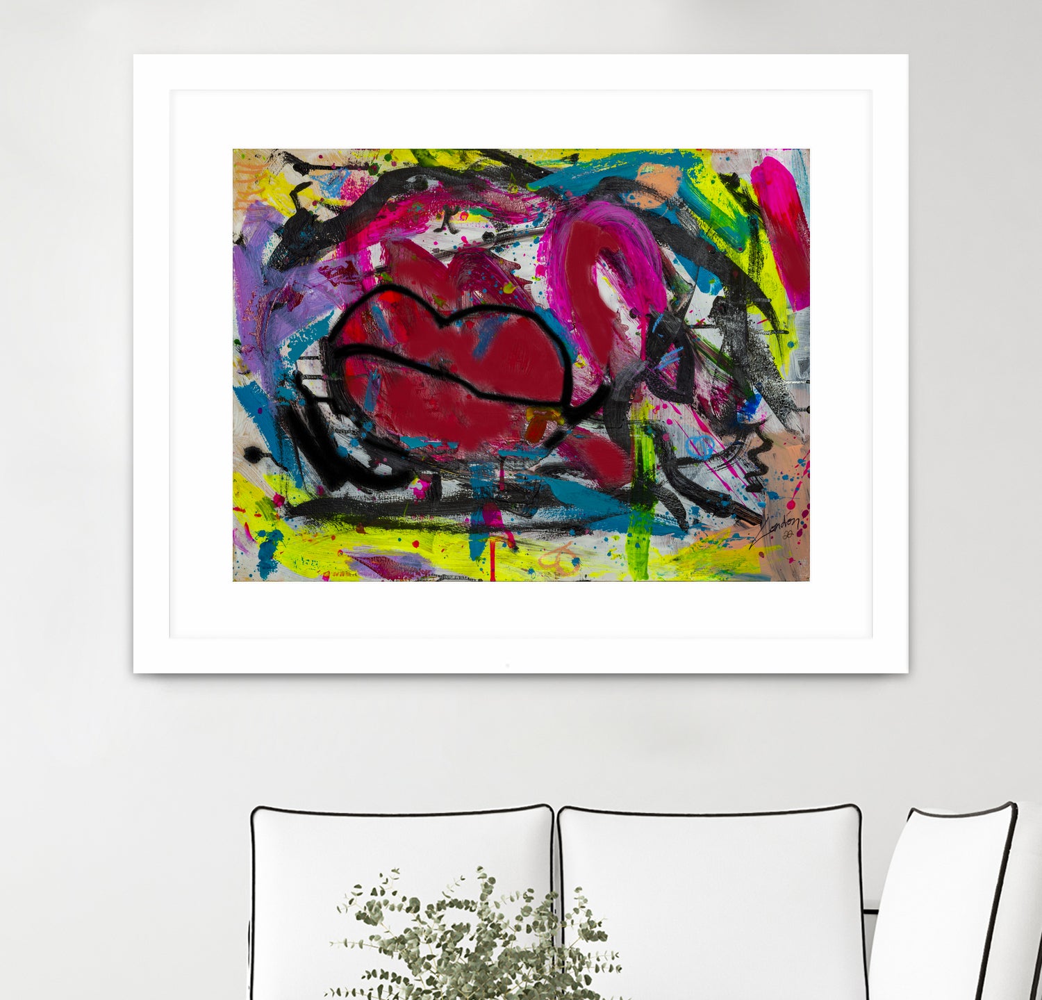 Love is in the Kiss by Janet London on GIANT ART - red abstract