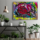 Love is in the Kiss by Janet London on GIANT ART - red abstract