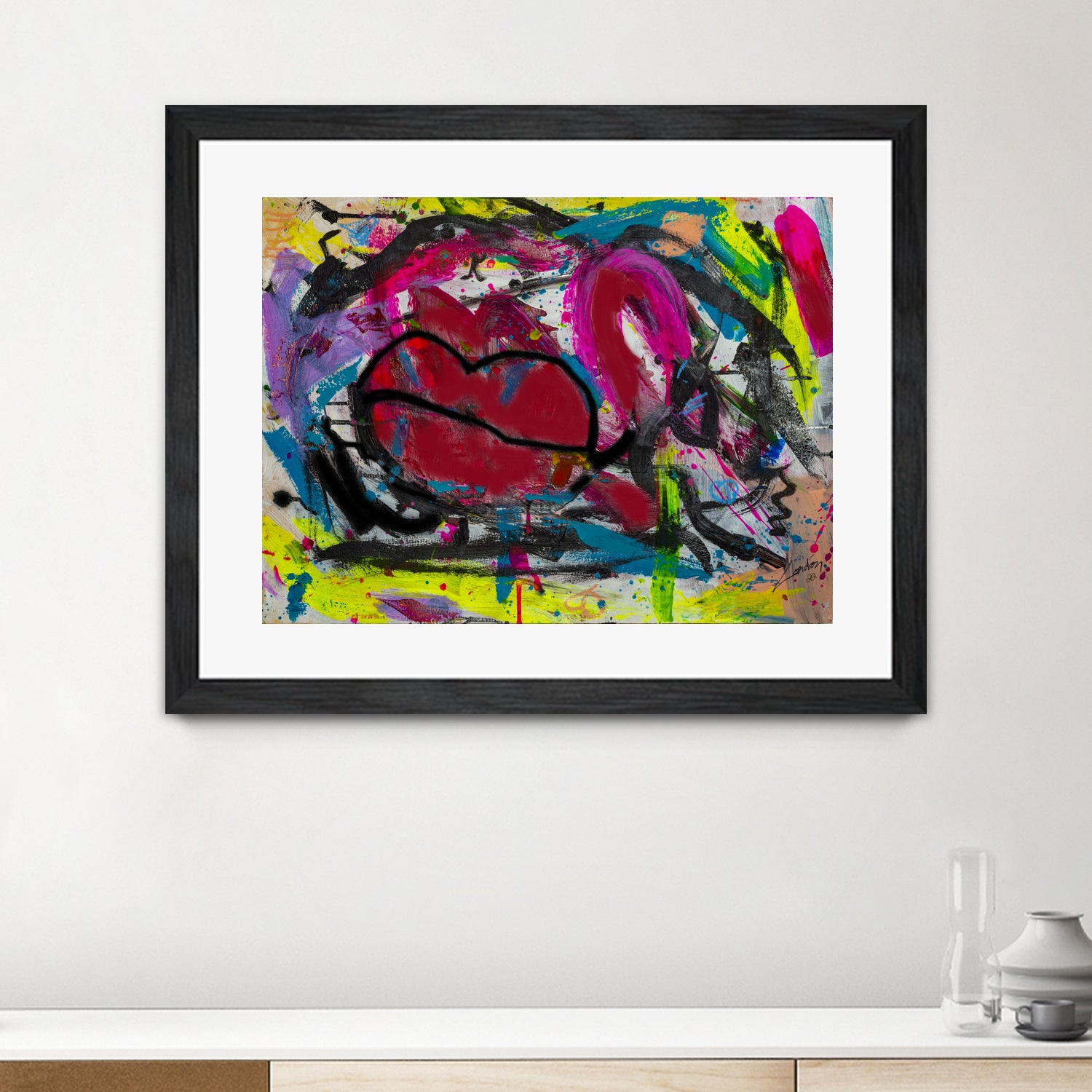 Love is in the Kiss by Janet London on GIANT ART - red abstract