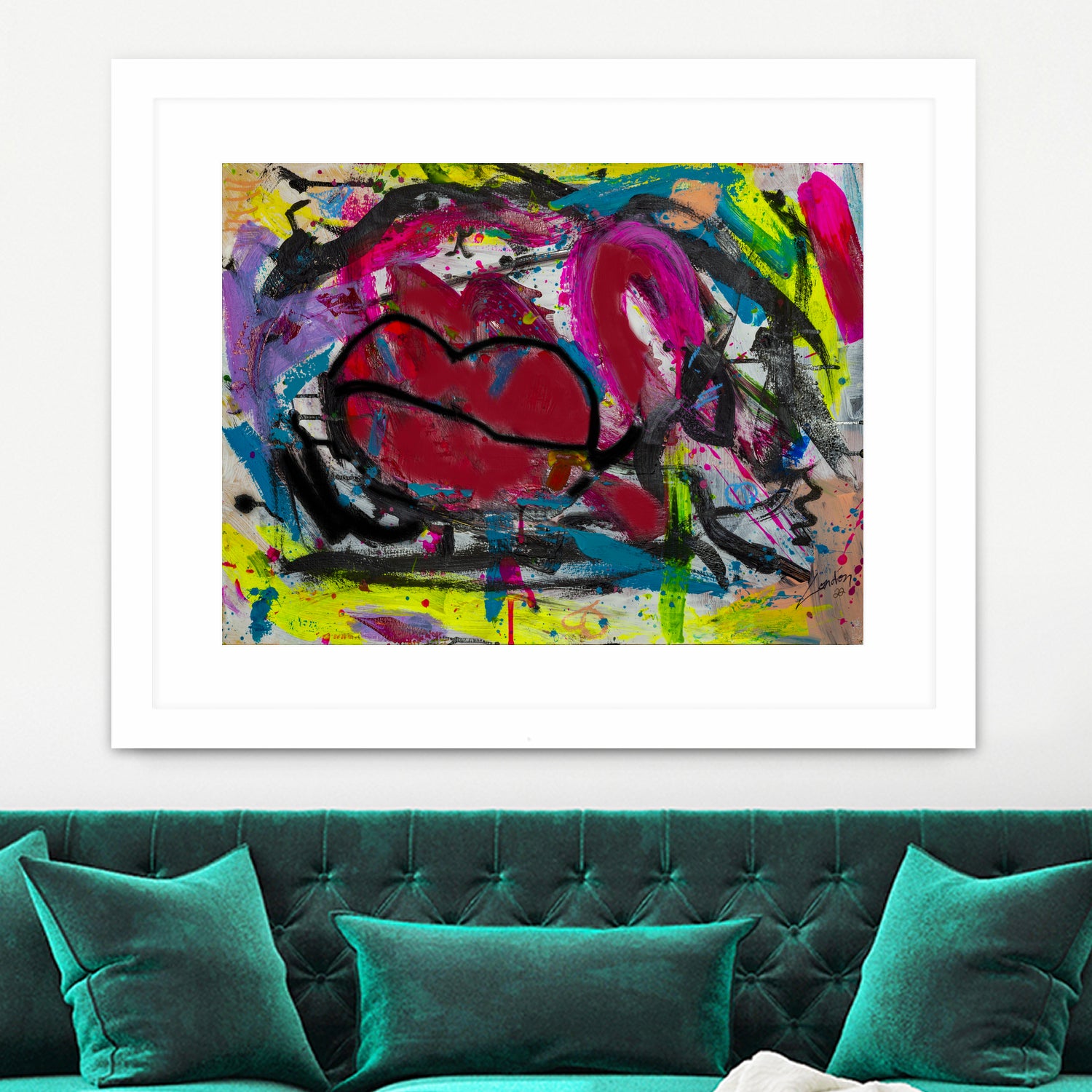 Love is in the Kiss by Janet London on GIANT ART - red abstract