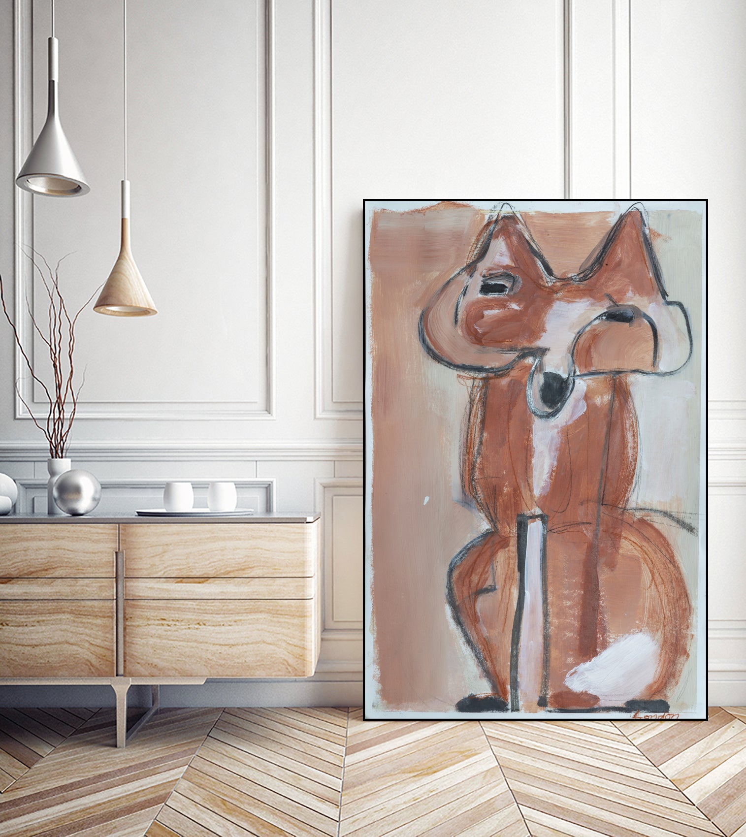 Abstract red fox by Janet London on GIANT ART - rust abstract fox