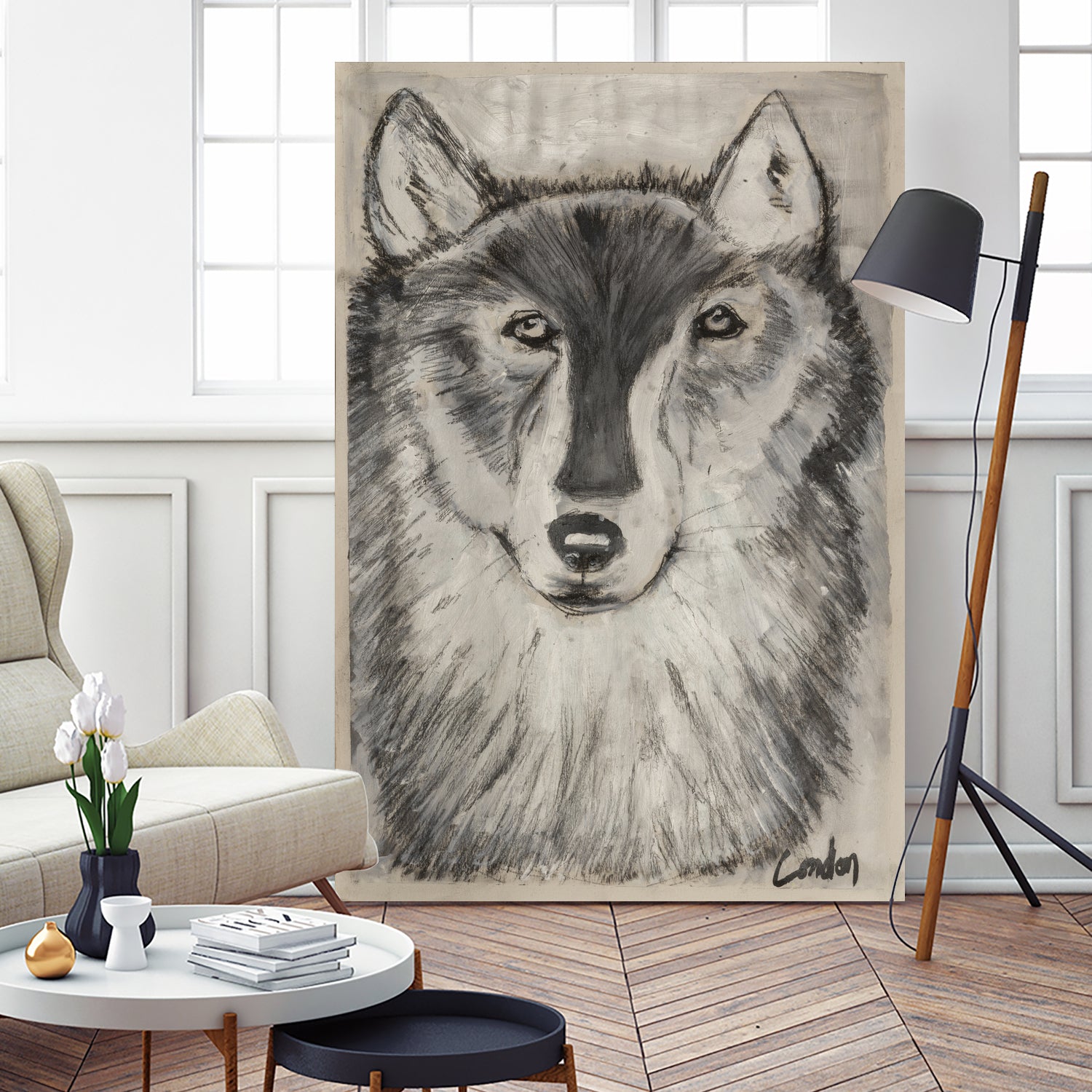 Wolfie by Janet London on GIANT ART - black and white abstract wolf