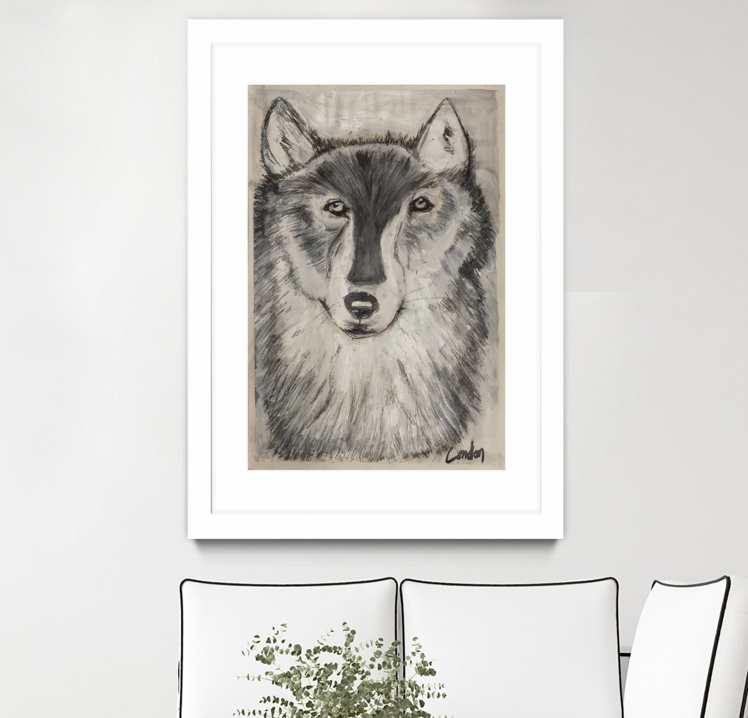 Wolfie by Janet London on GIANT ART - black and white abstract wolf