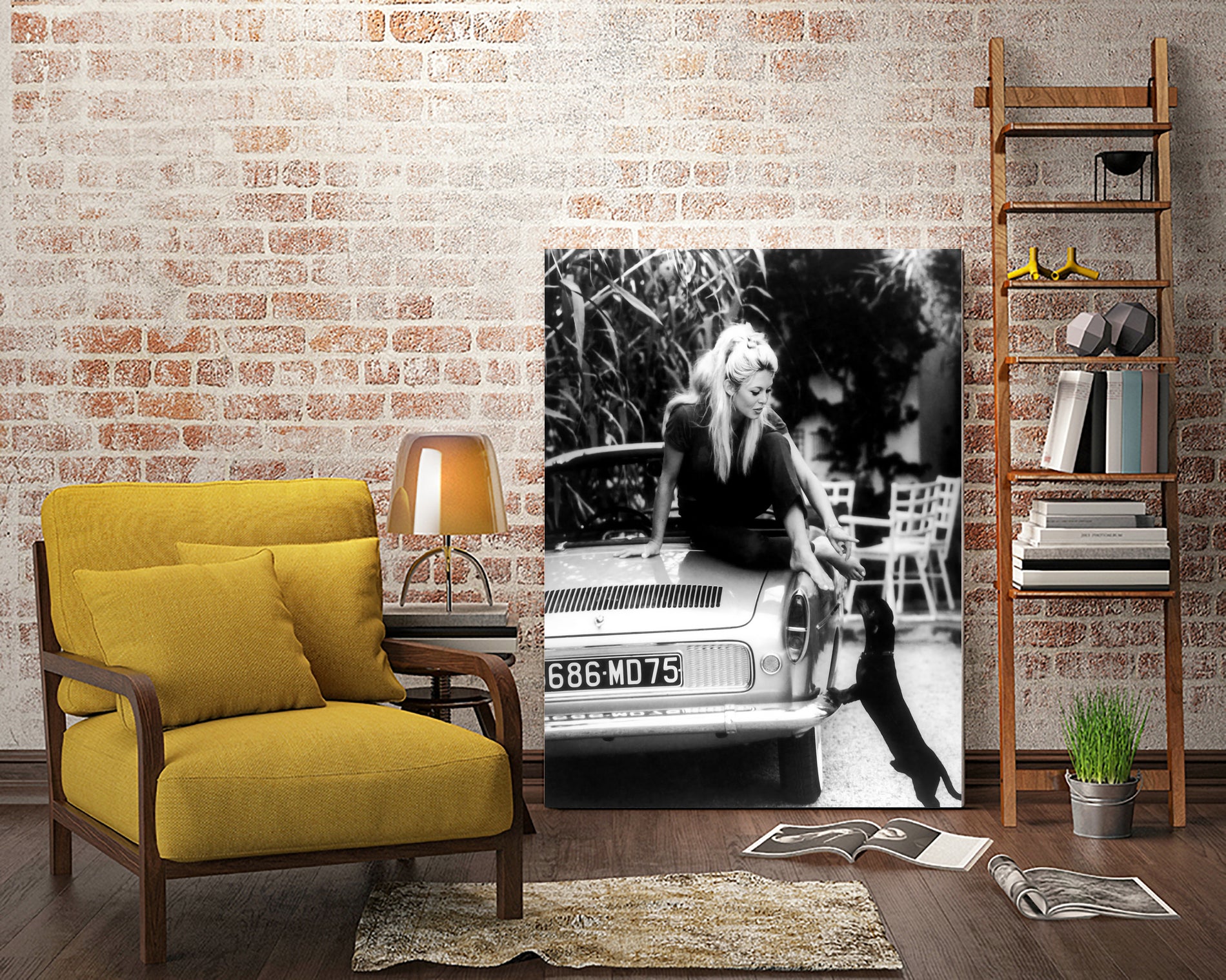 Brigitte Bardot  with her dog in St. Tropez, 1962 by M Studio on GIANT ART - black and white photographie bardot