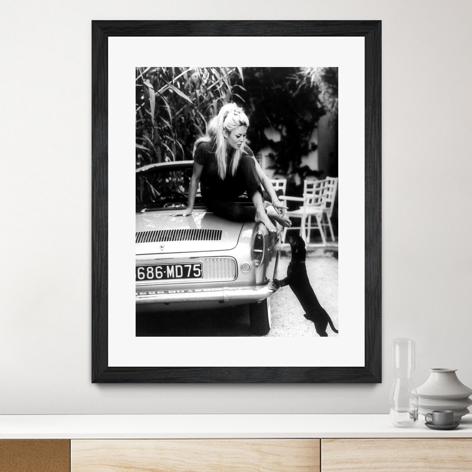 Brigitte Bardot  with her dog in St. Tropez, 1962 by M Studio on GIANT ART - black and white photographie bardot