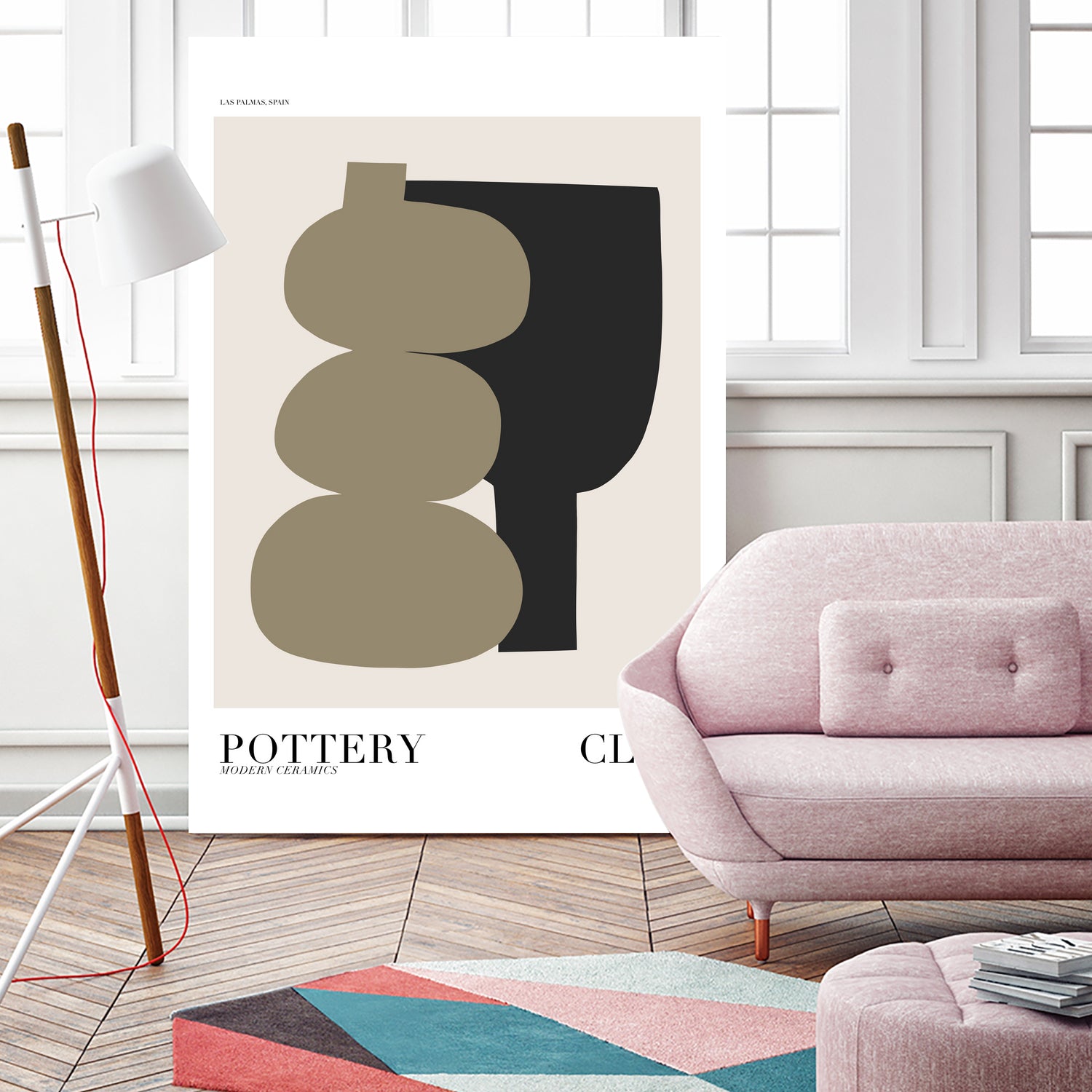 Pottery by M Studio on GIANT ART - pink figurative framed canvas