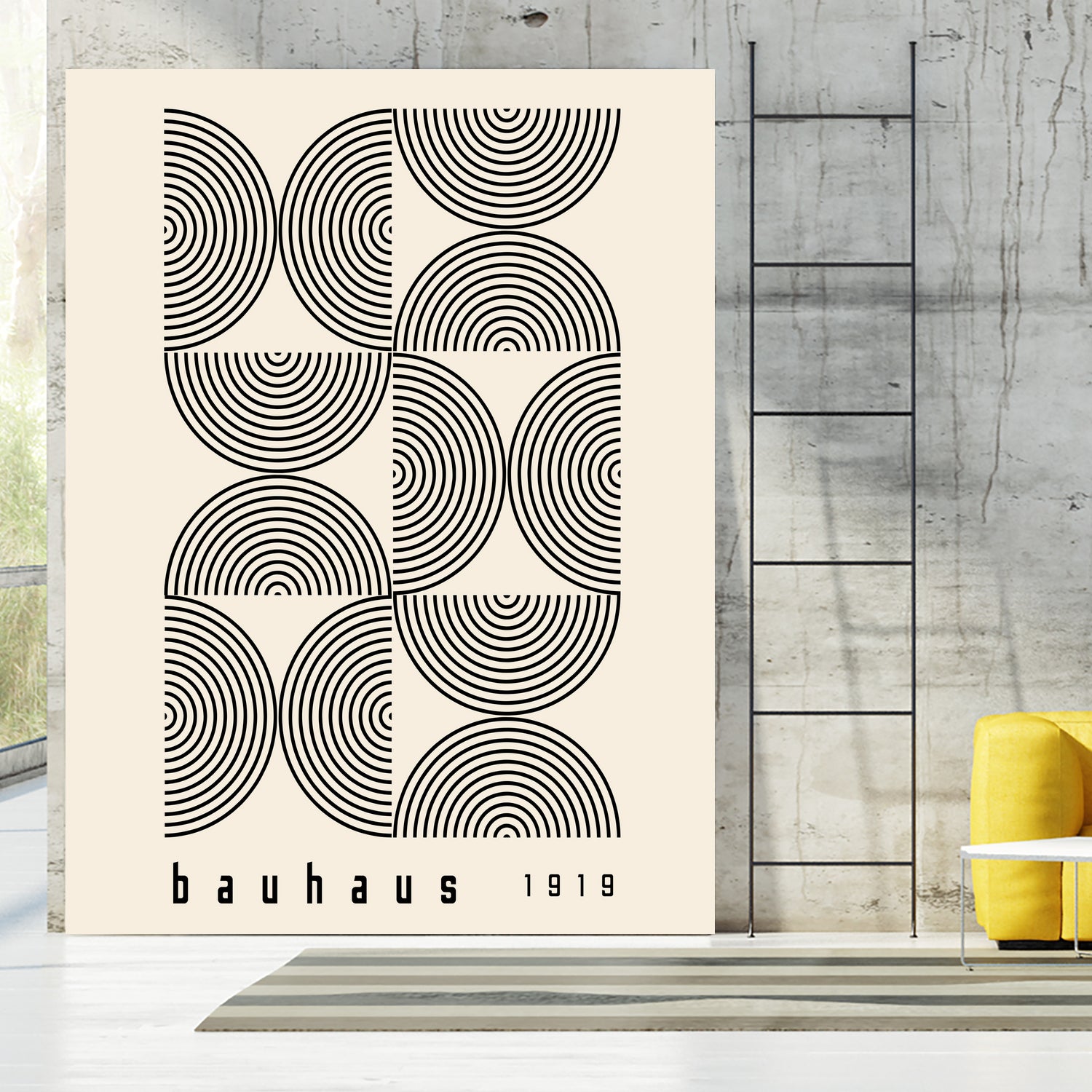 Bauhaus 1919 by M studio on GIANT ART - beige abstact framed canvas