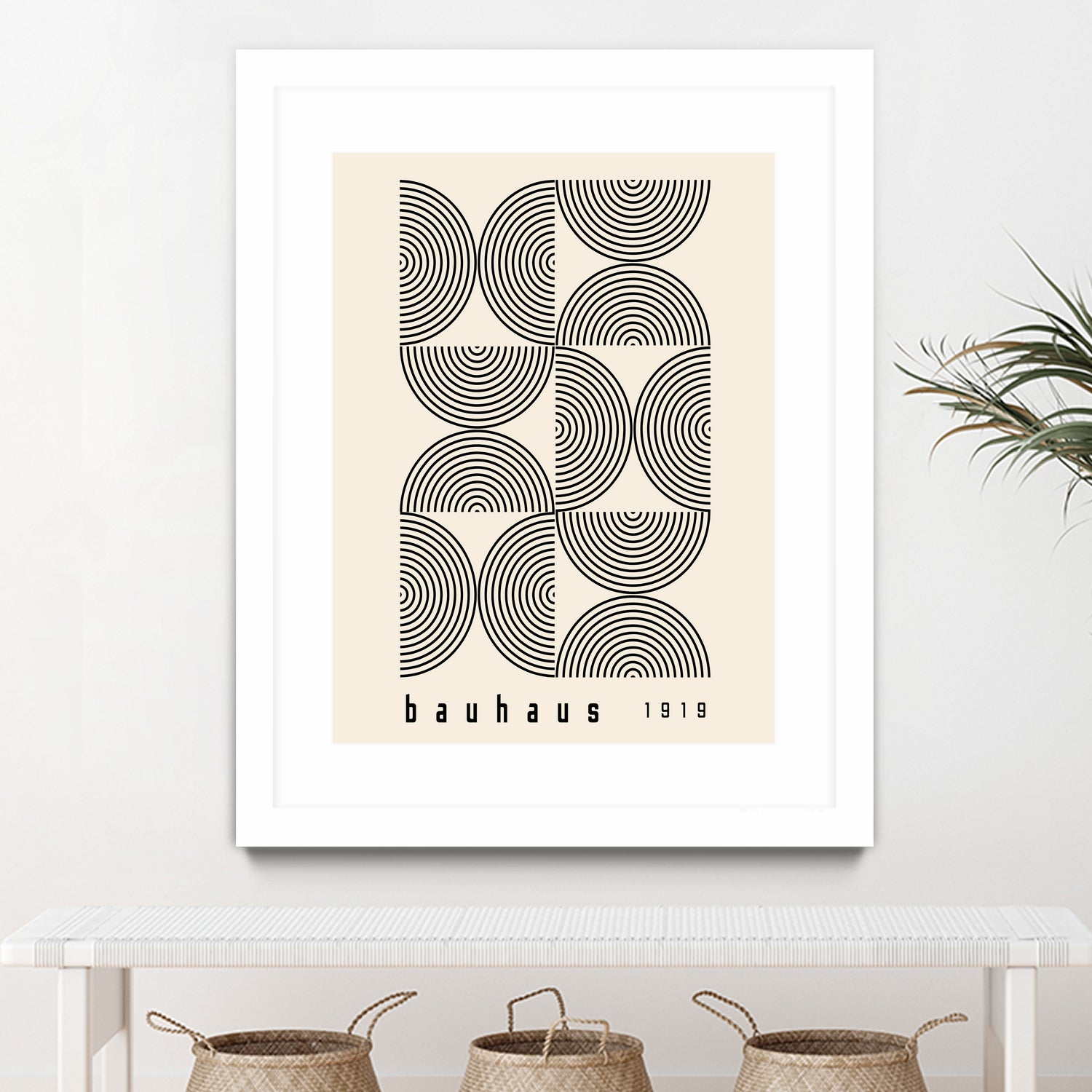 Bauhaus 1919 by M studio on GIANT ART - beige abstact framed canvas