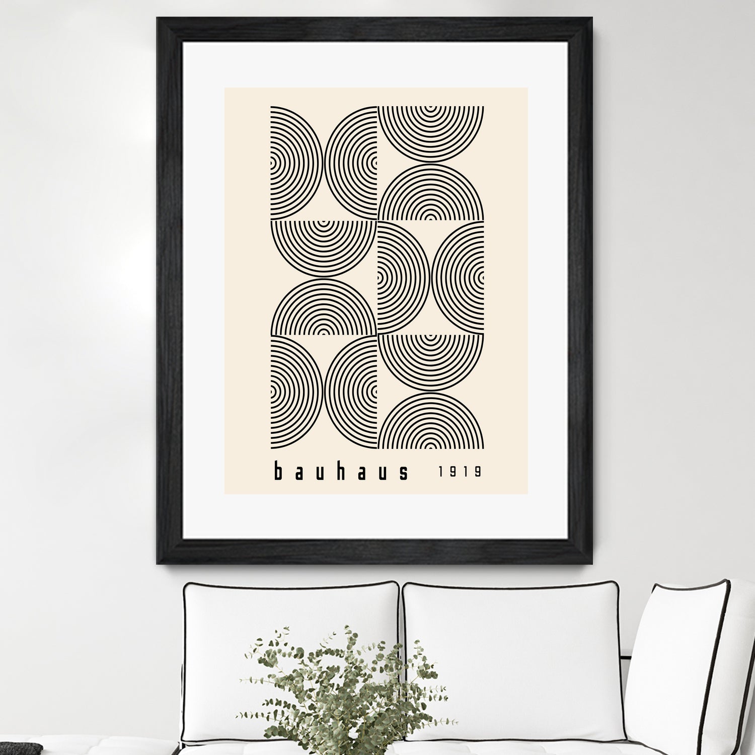 Bauhaus 1919 by M studio on GIANT ART - beige abstact framed canvas