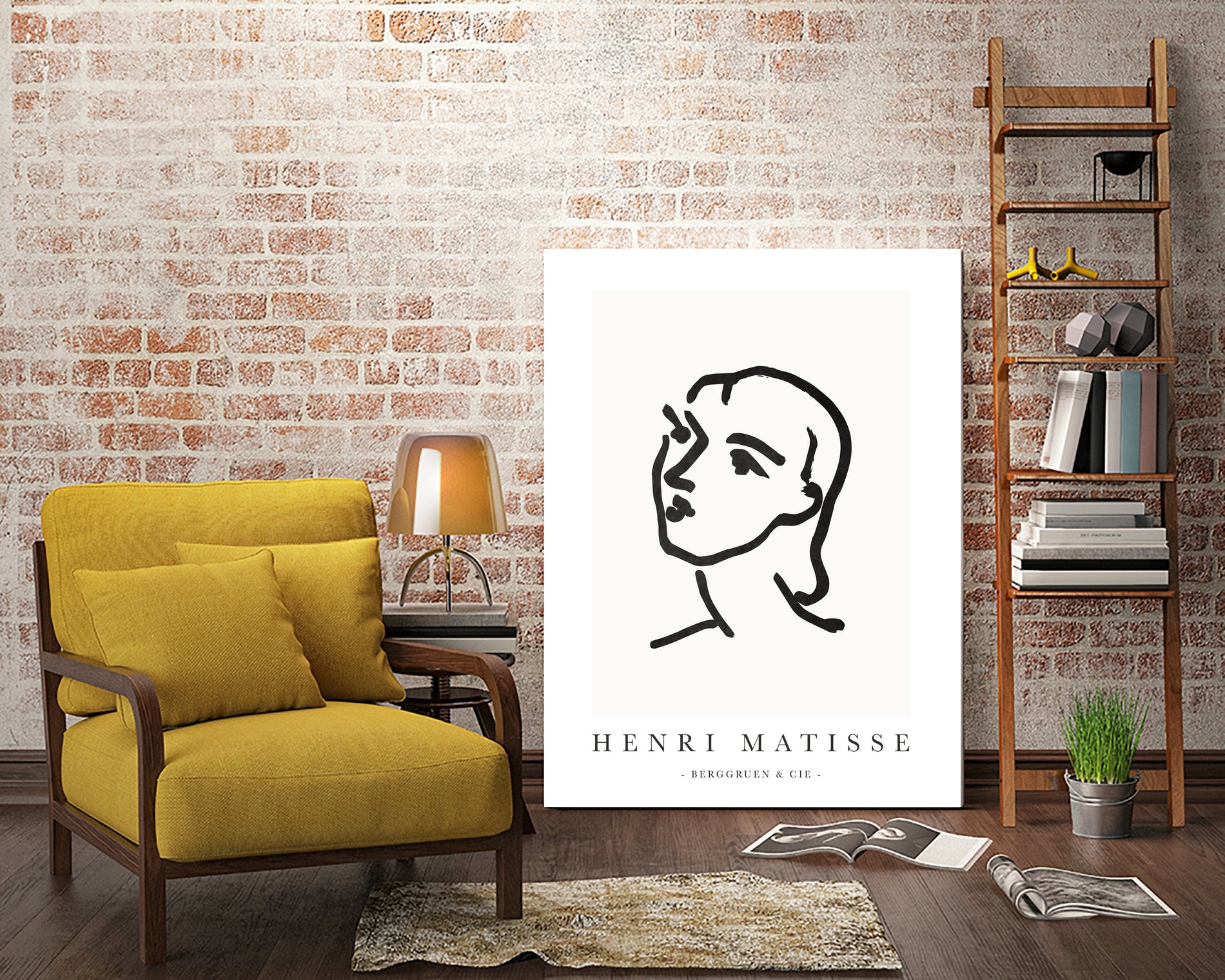 Le visage by M Studio on GIANT ART - white line art matisse
