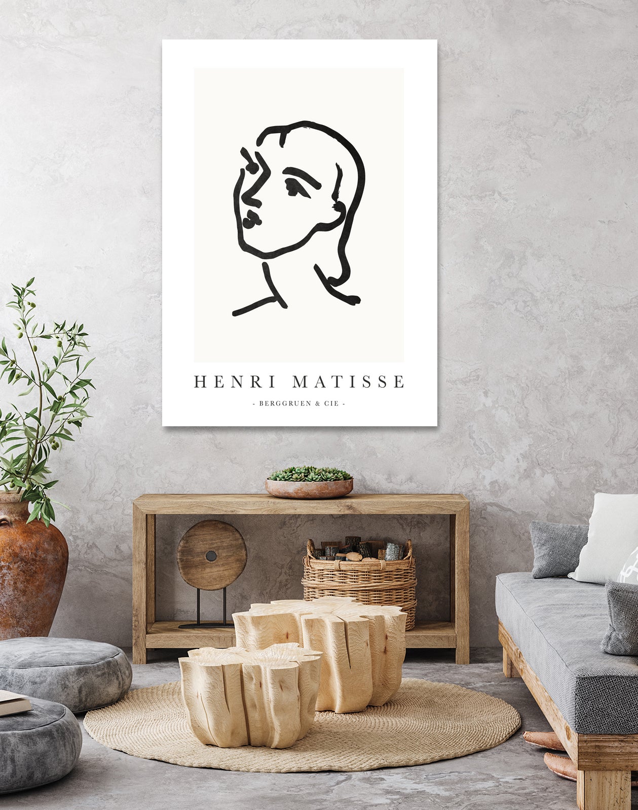 Le visage by M Studio on GIANT ART - white line art matisse