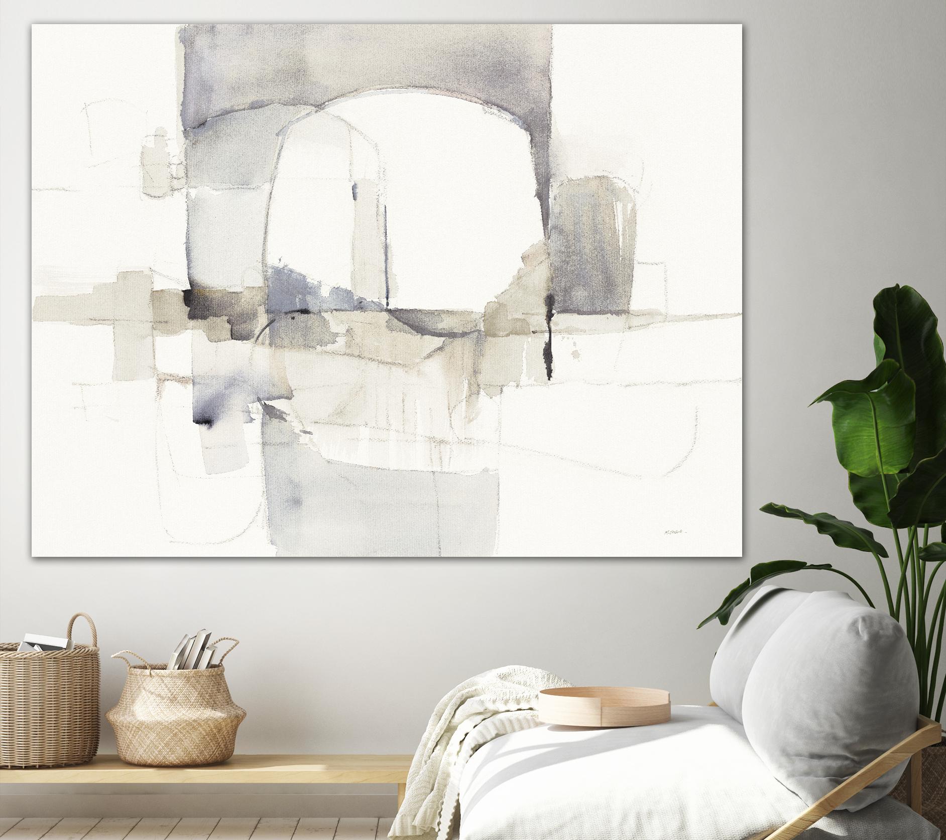 Improvisation I Gray by Mike Schick on GIANT ART - white watercolour soft abstract 