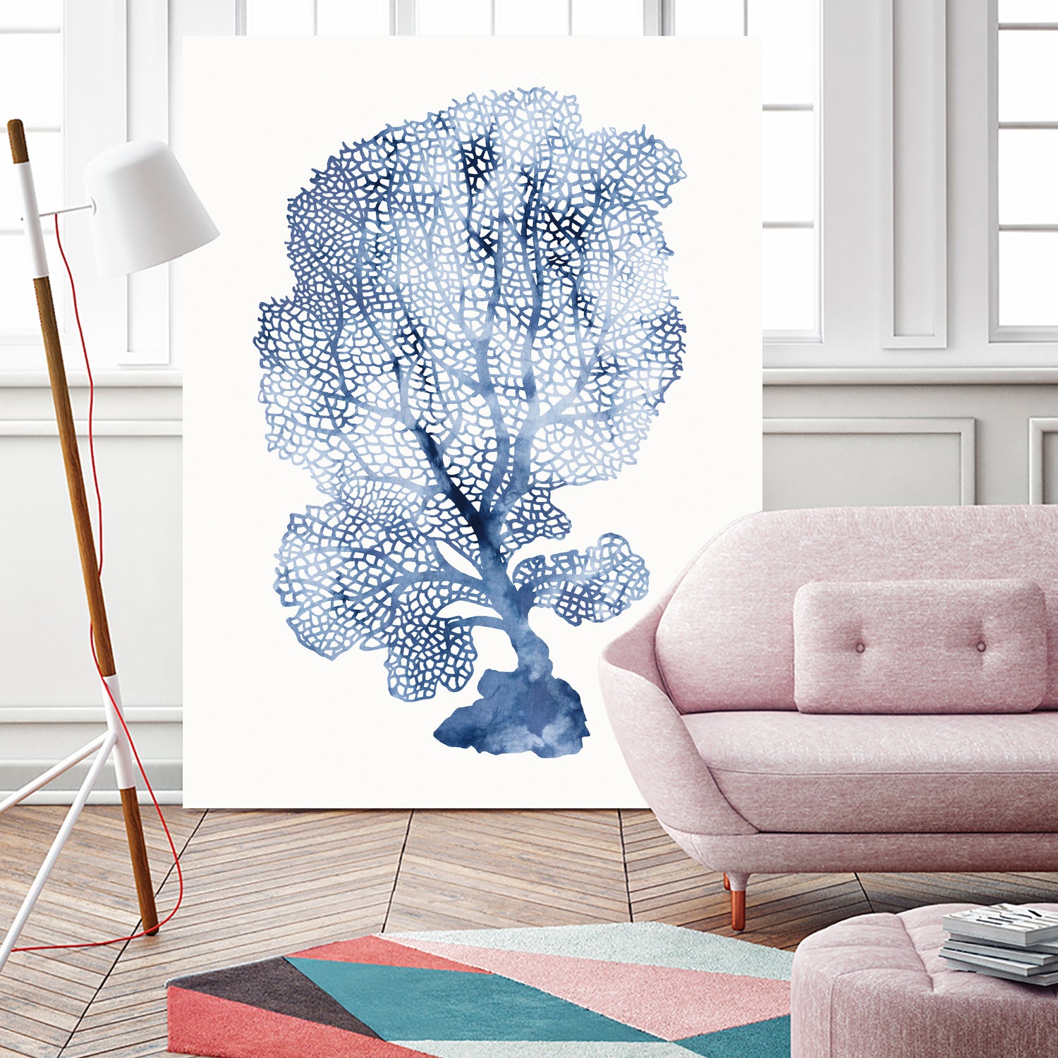 Shibori Coral II by Mary Urban on GIANT ART - blue
