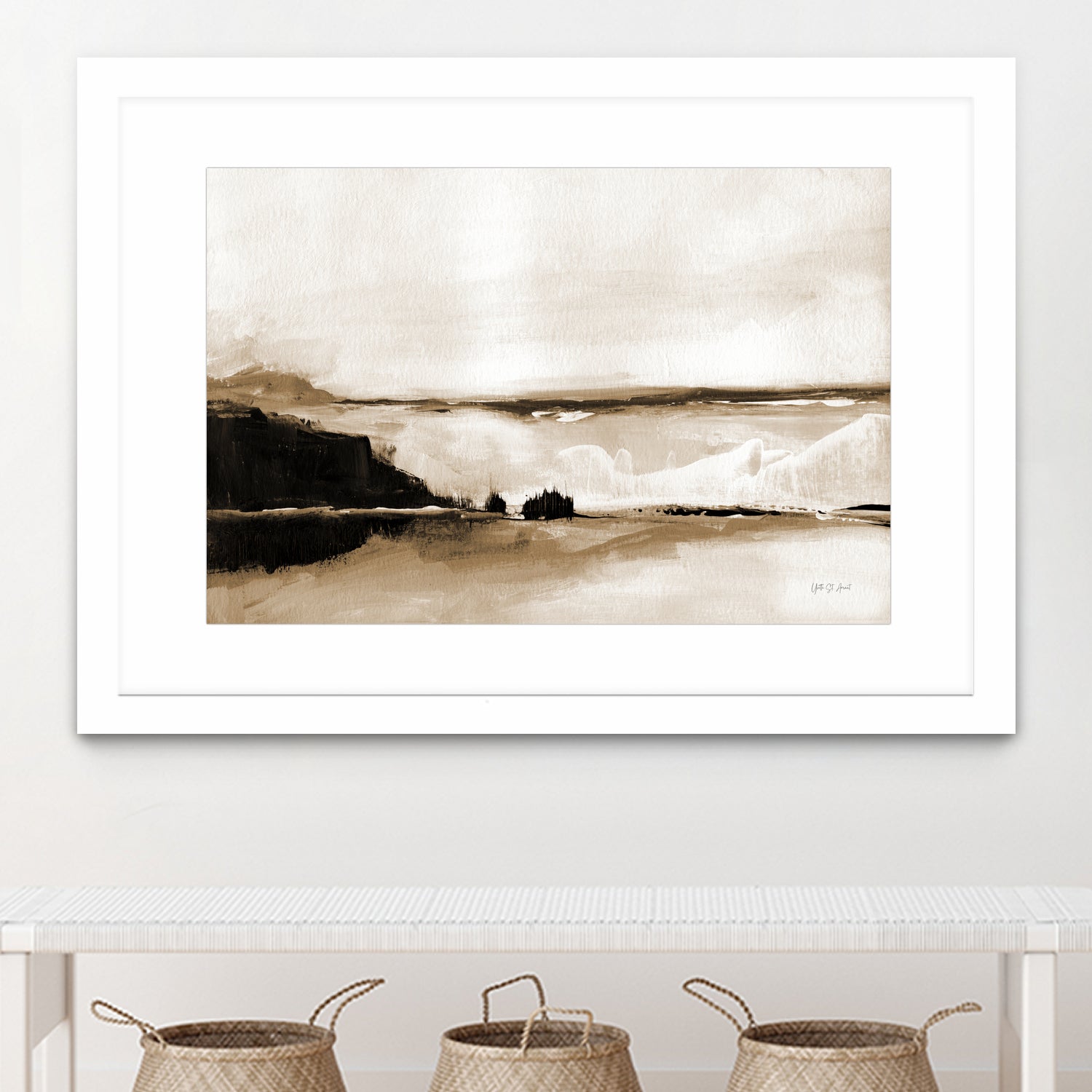 Vintage Landscape Mountainside by Yvette St. Amant on GIANT ART - black
