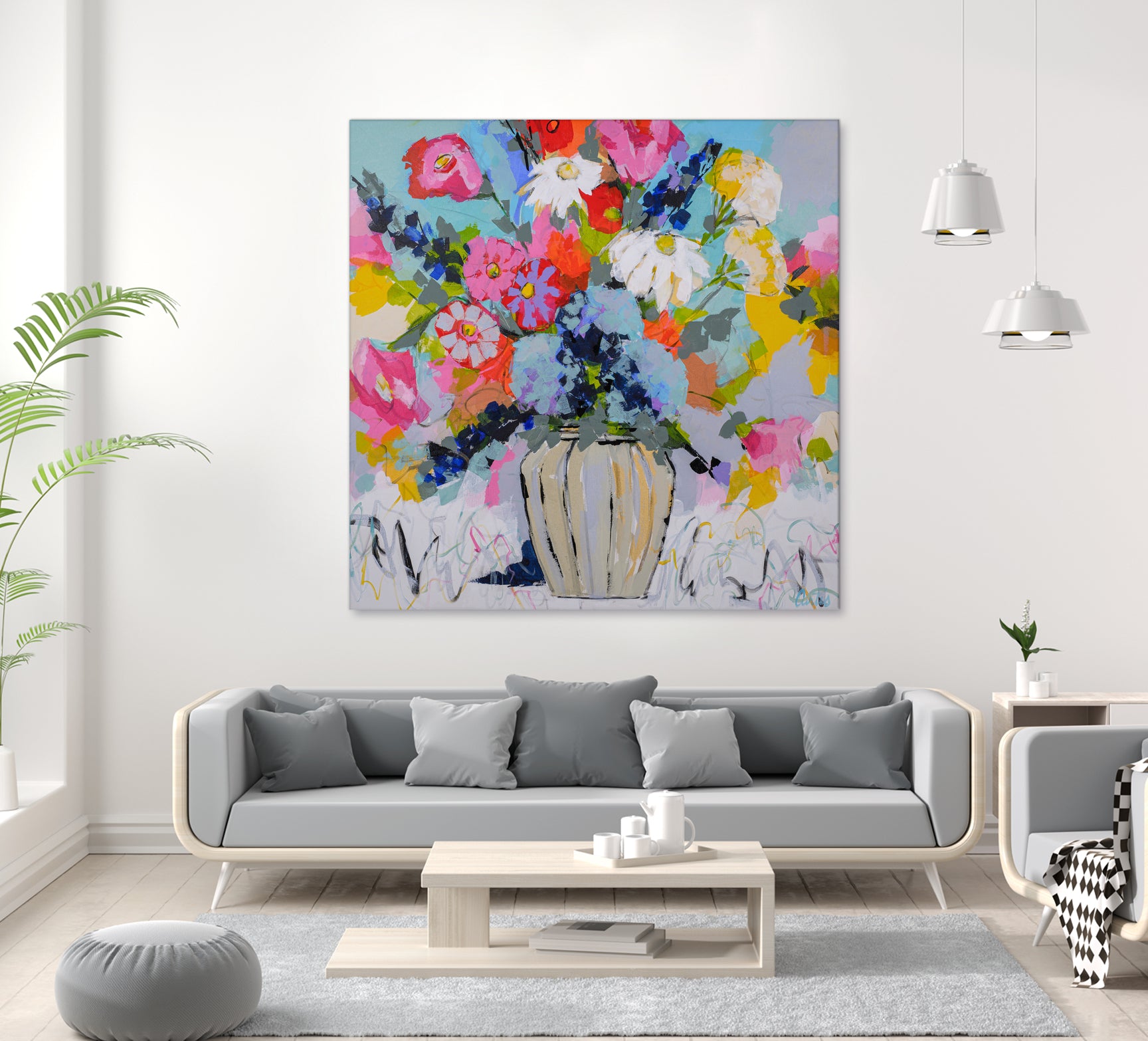 A Vibrant Floral No. 1 by Joan Curtis on GIANT ART - blue contemporary