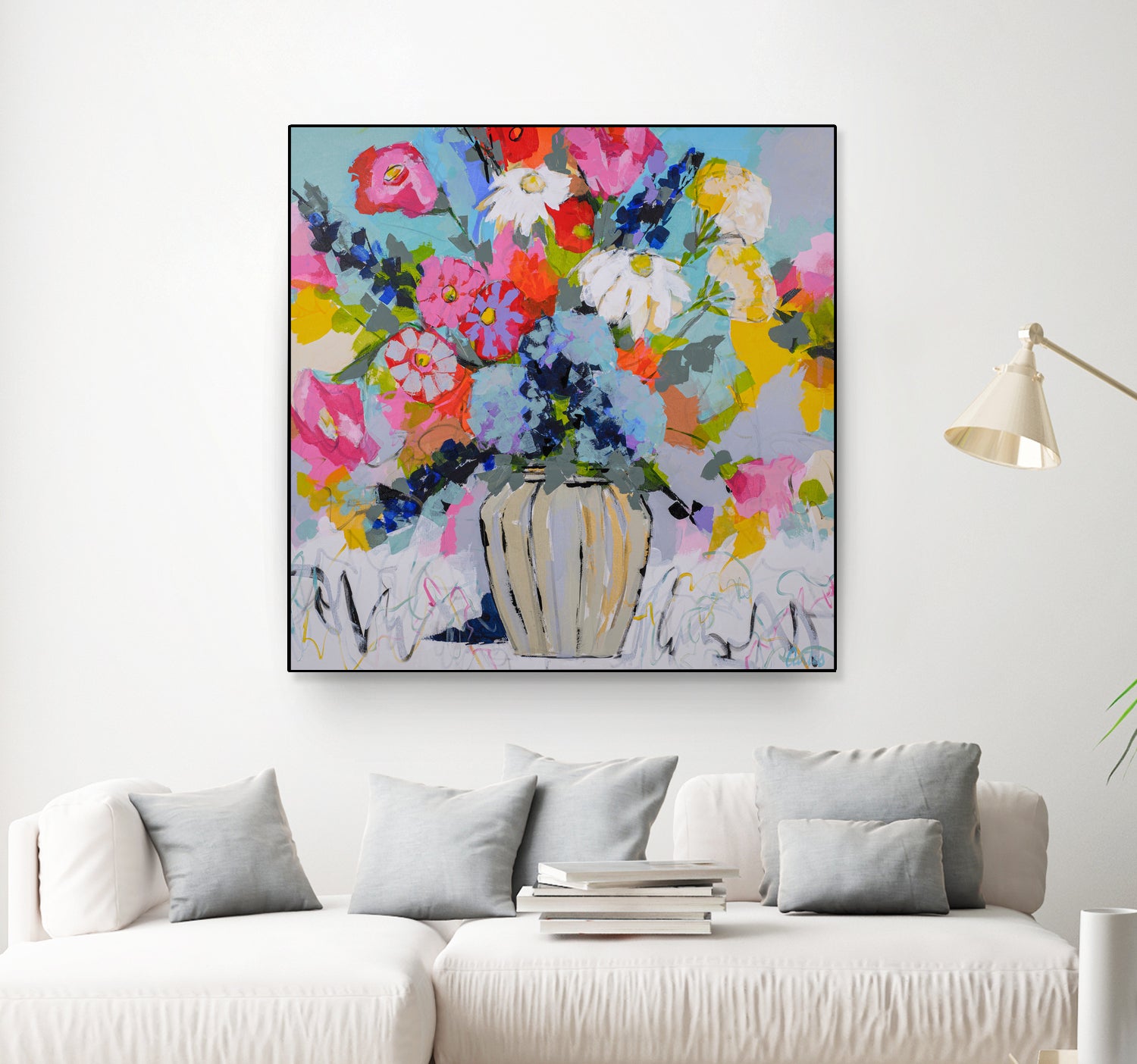 A Vibrant Floral No. 1 by Joan Curtis on GIANT ART - blue contemporary